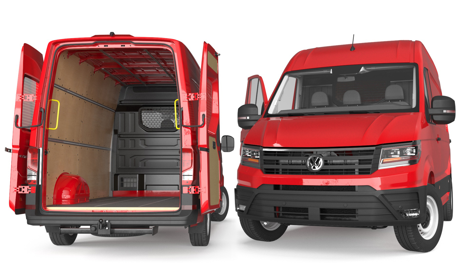 Volkswagen Crafter Van 2024 Red Color Rigged 3D model