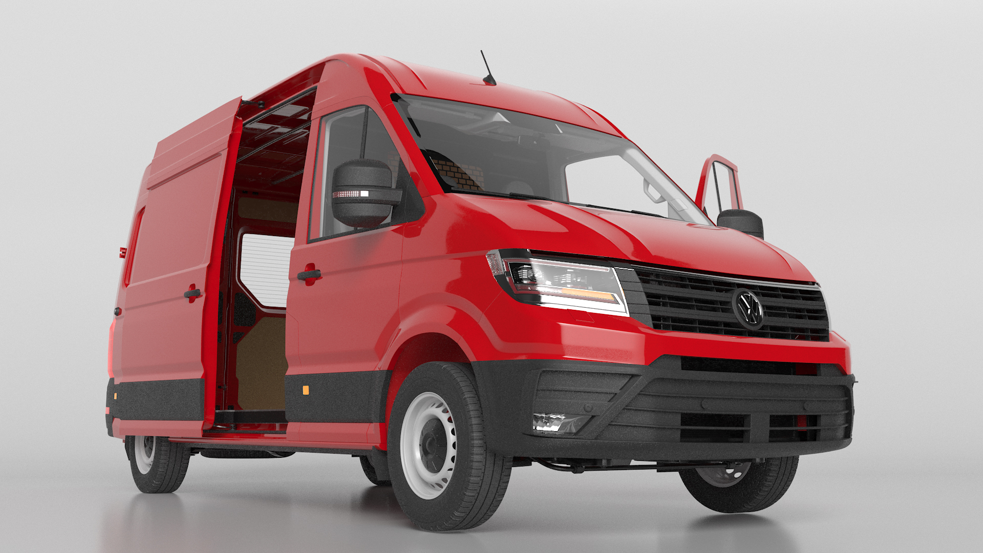 Volkswagen Crafter Van 2024 Red Color Rigged 3D model