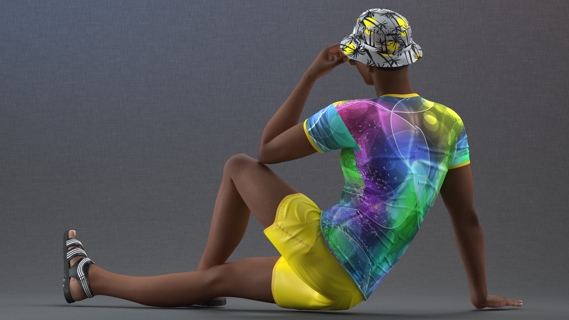 Light Skin Teenager Beach Style Sitting Pose 3D model