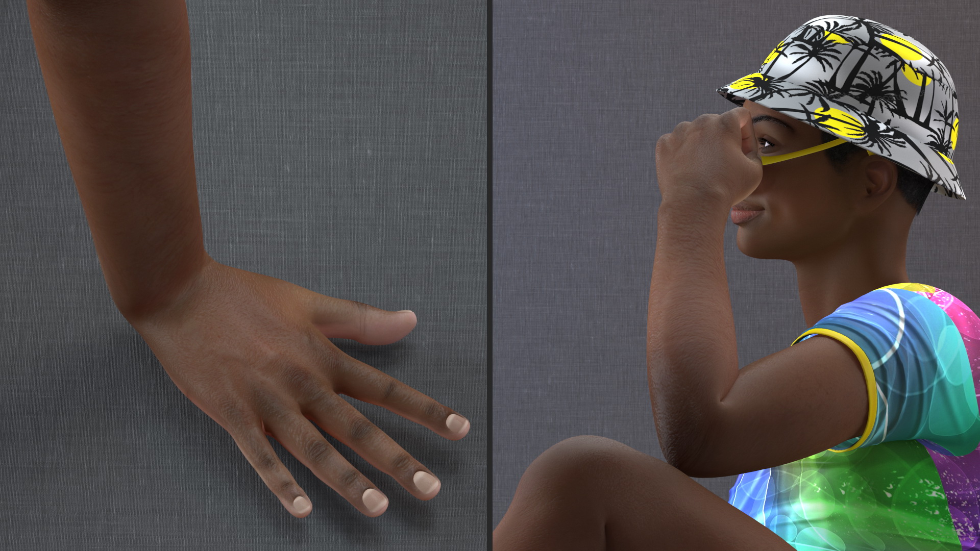 Light Skin Teenager Beach Style Sitting Pose 3D model