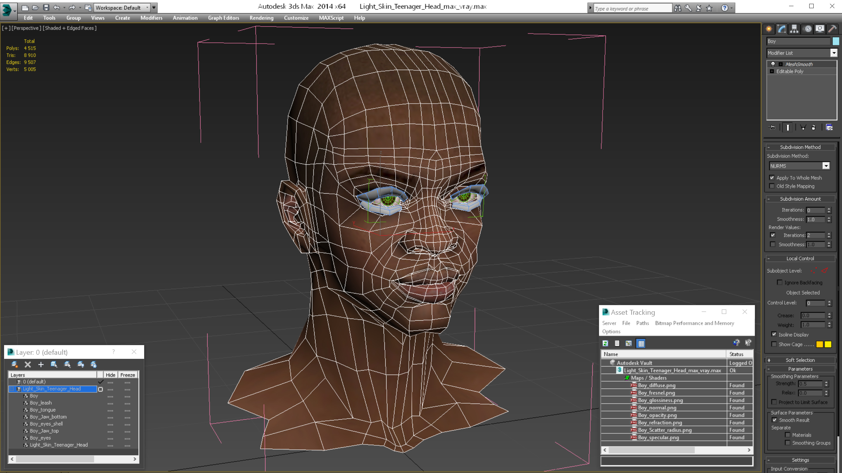 Light Skin Teenager Head 3D model