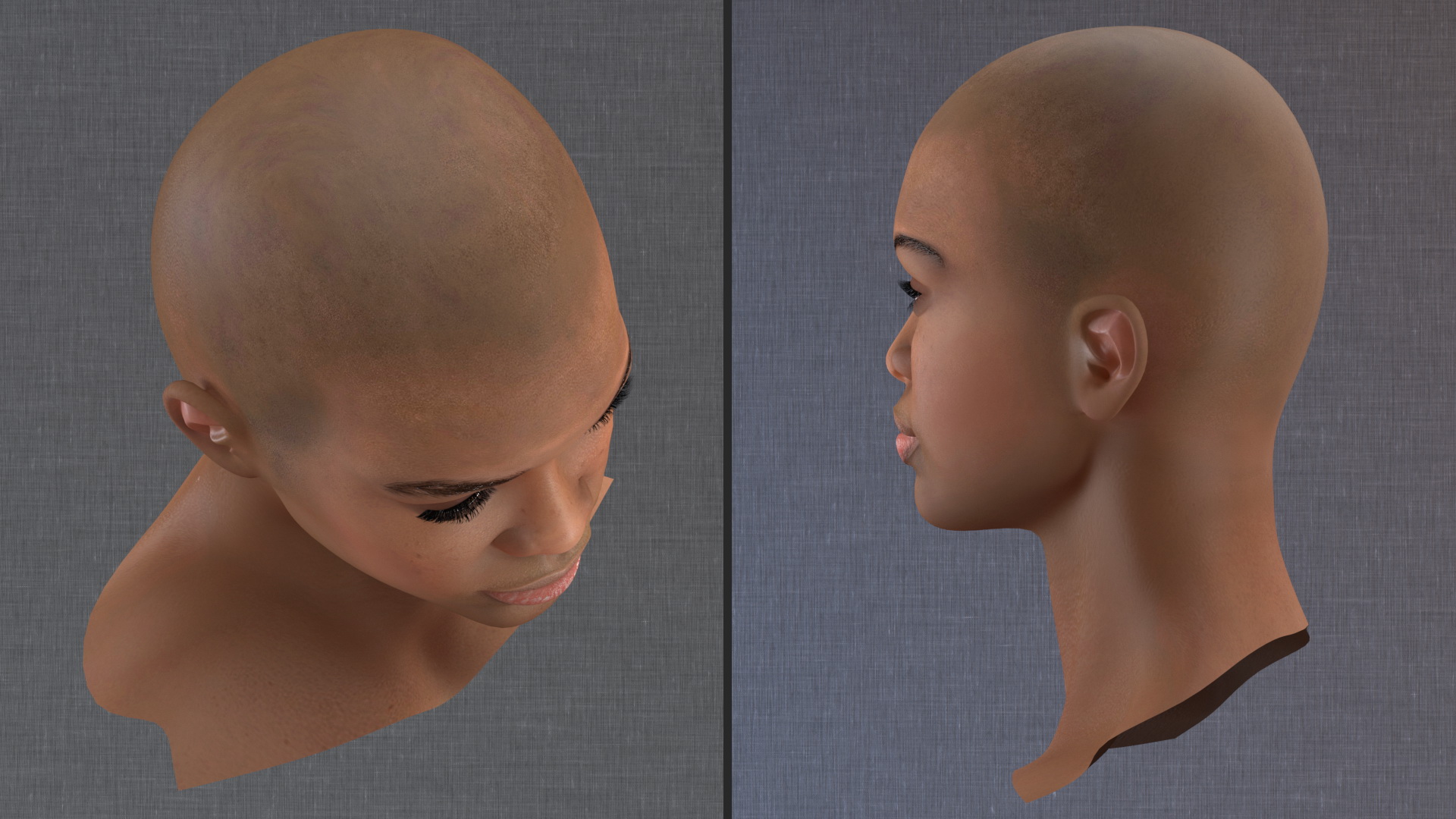 Light Skin Teenager Head 3D model