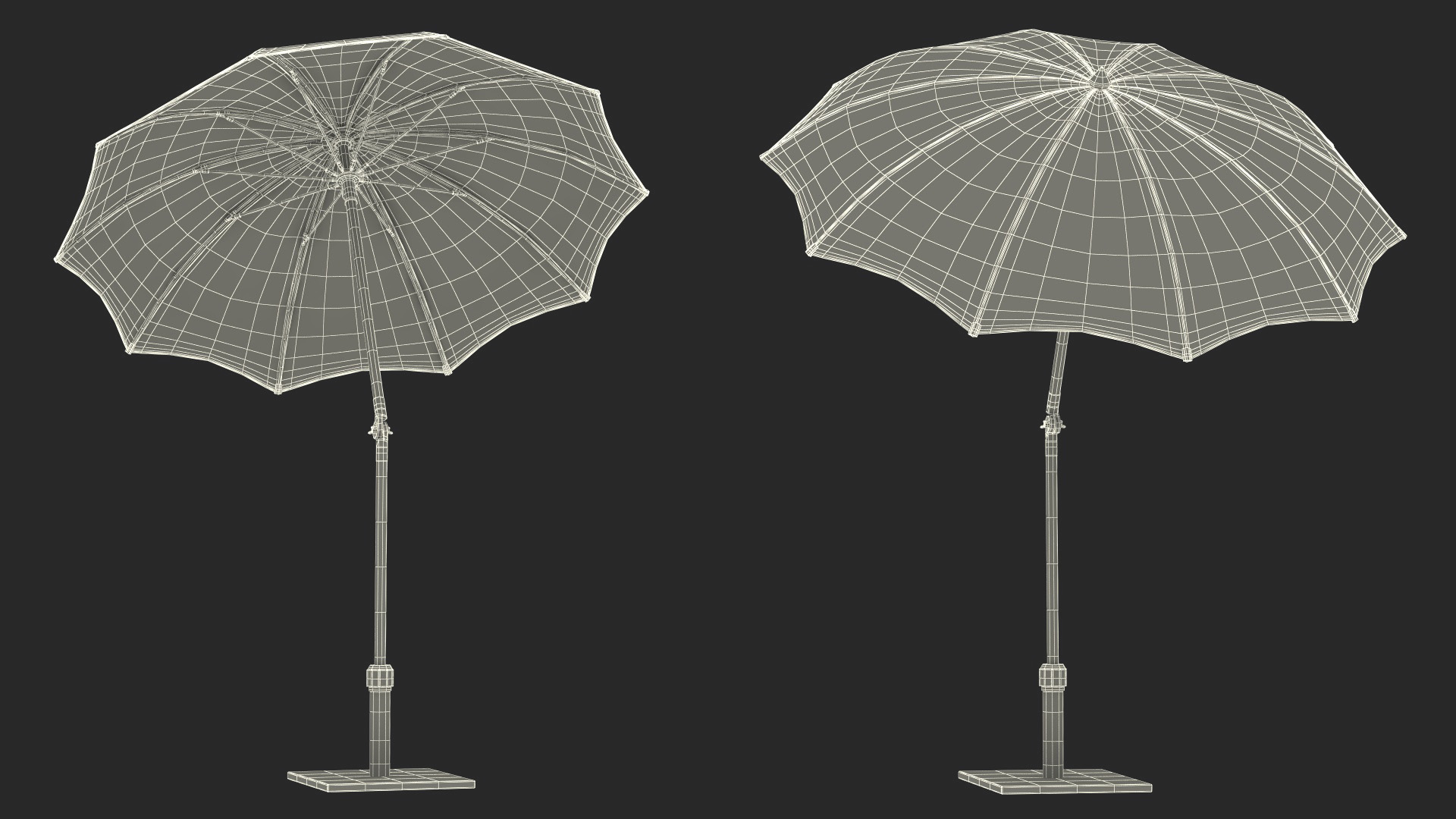 Adjustable Garden Umbrella Black 3D