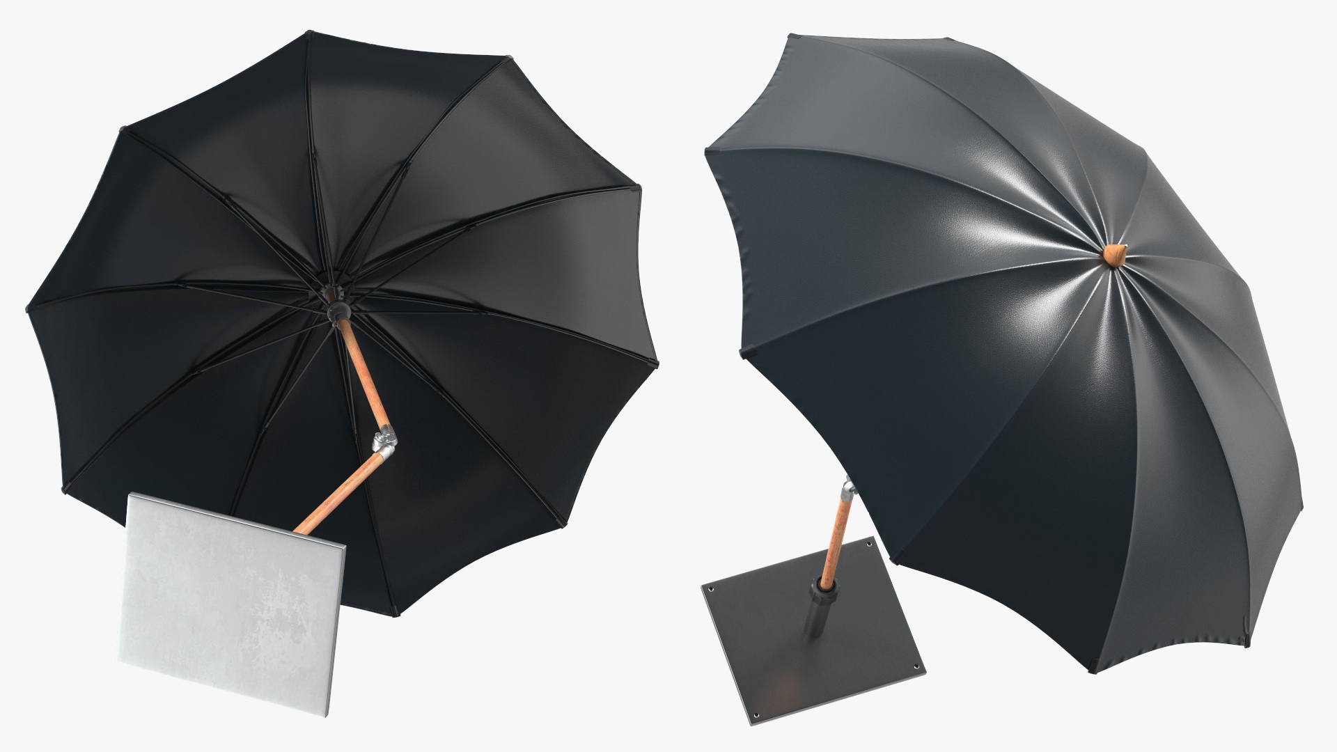 Adjustable Garden Umbrella Black 3D