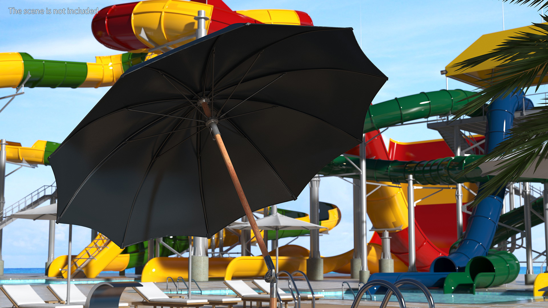 Adjustable Garden Umbrella Black 3D