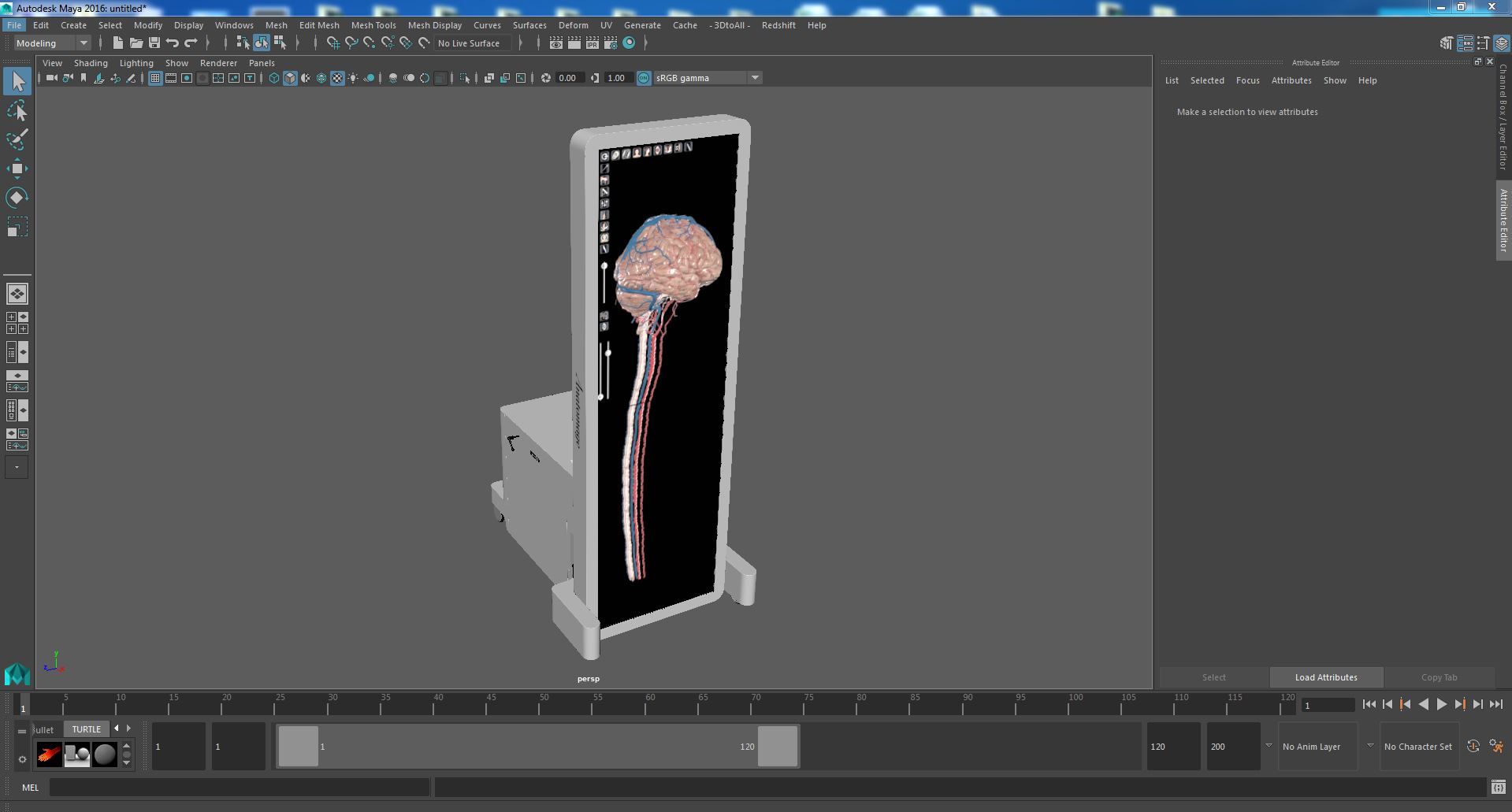 Vertical Interactive Desktop Display Brain Device 3D model