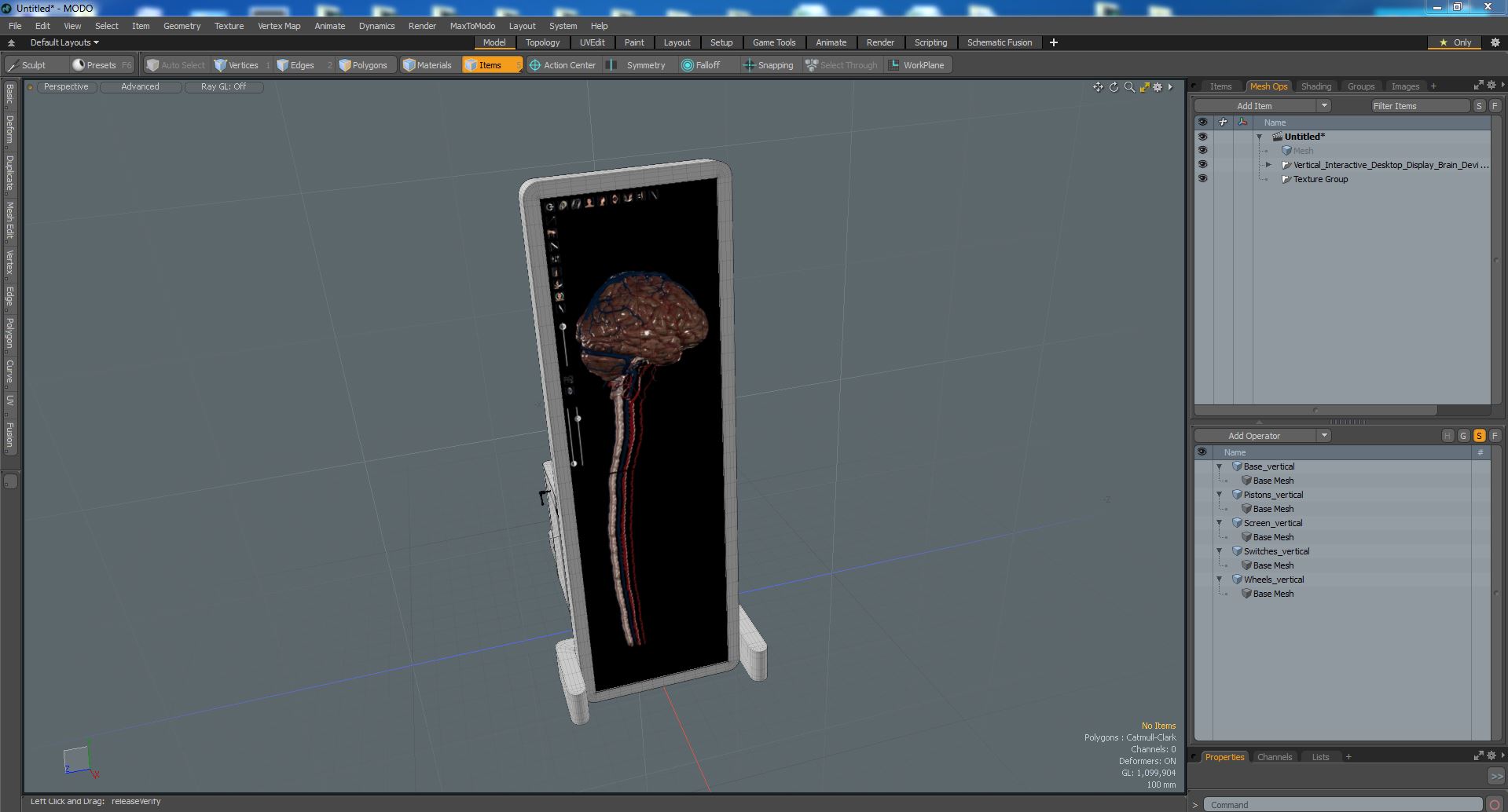 Vertical Interactive Desktop Display Brain Device 3D model