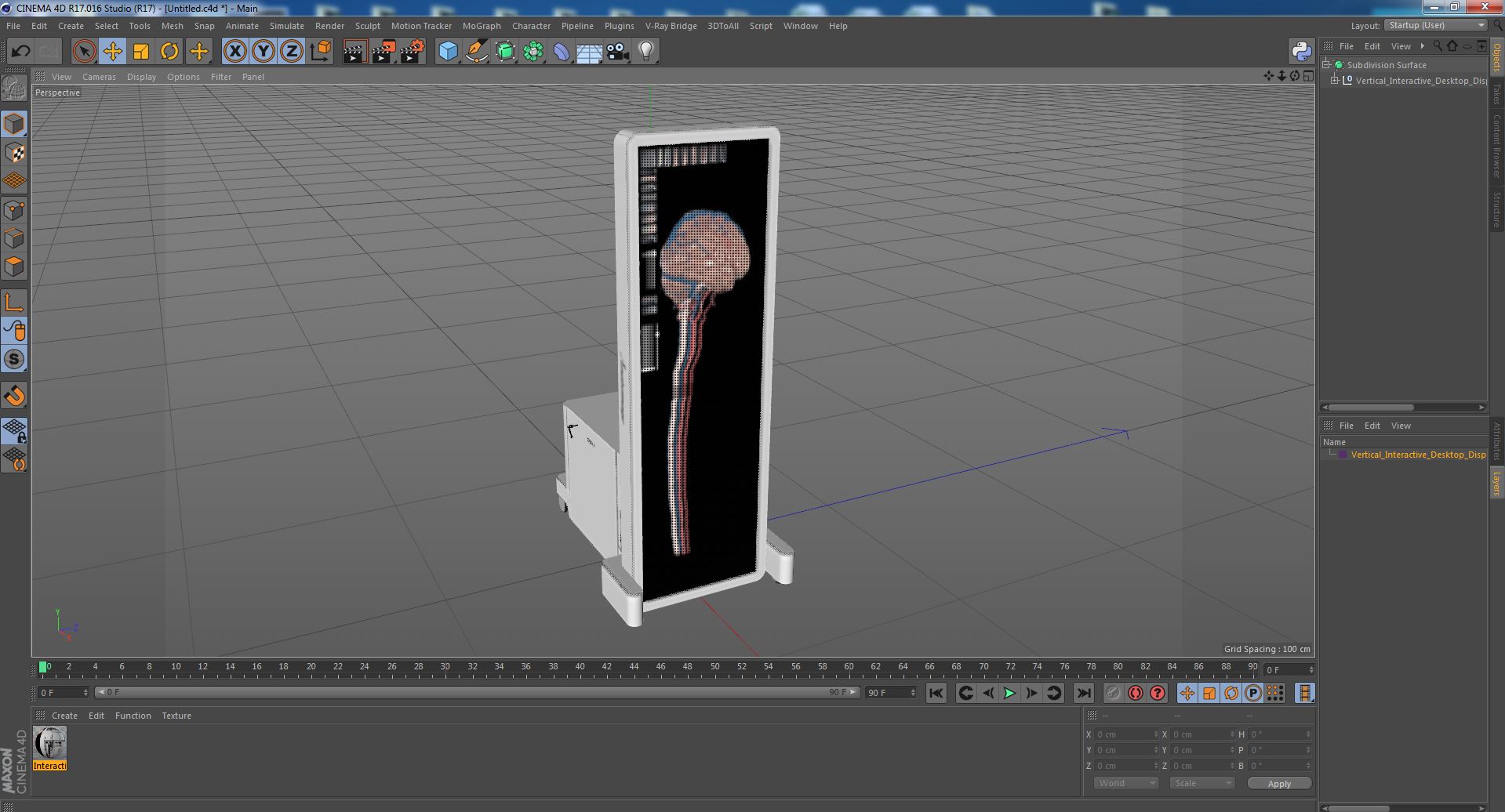 Vertical Interactive Desktop Display Brain Device 3D model