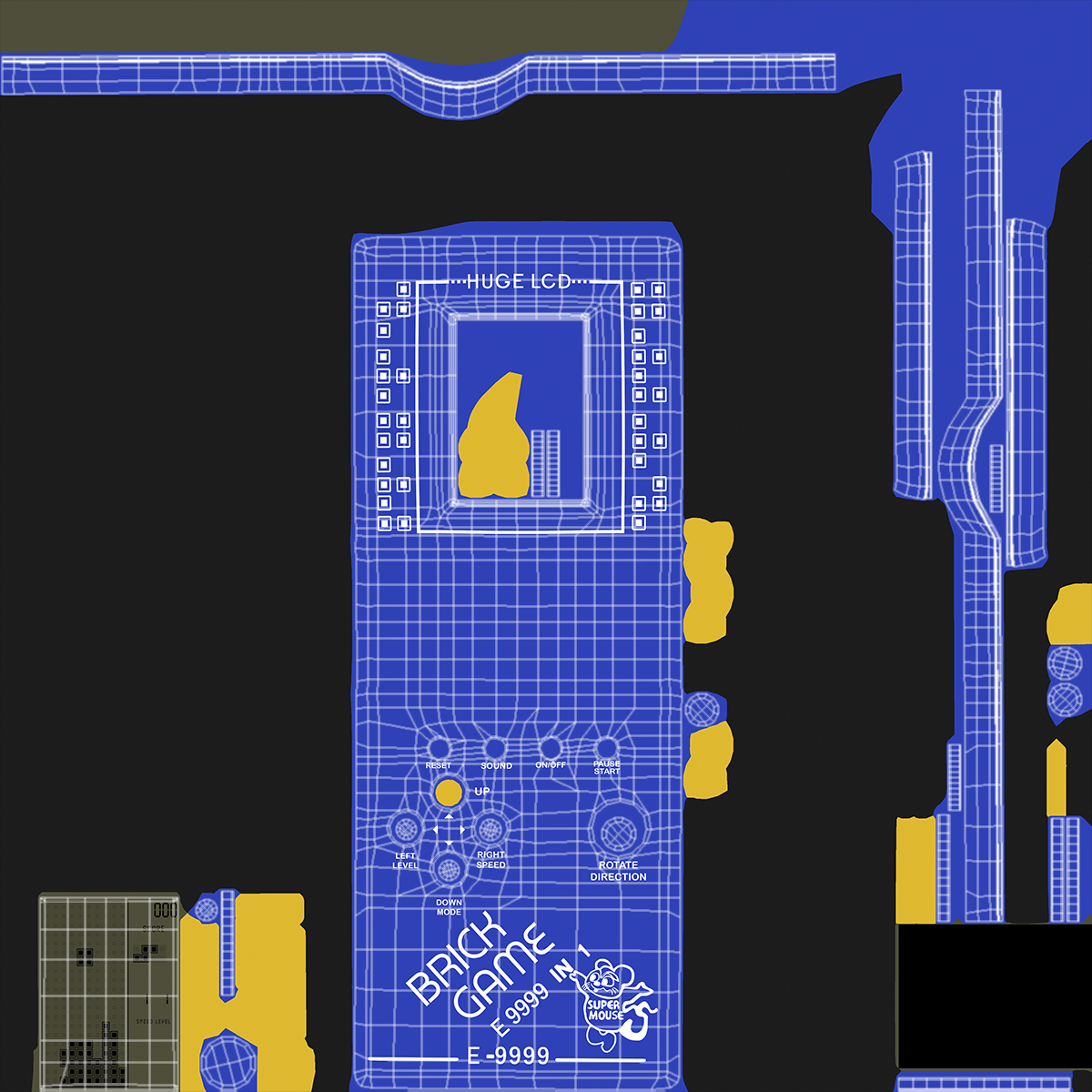 3D Tetris Brick Electronic Game Blue model