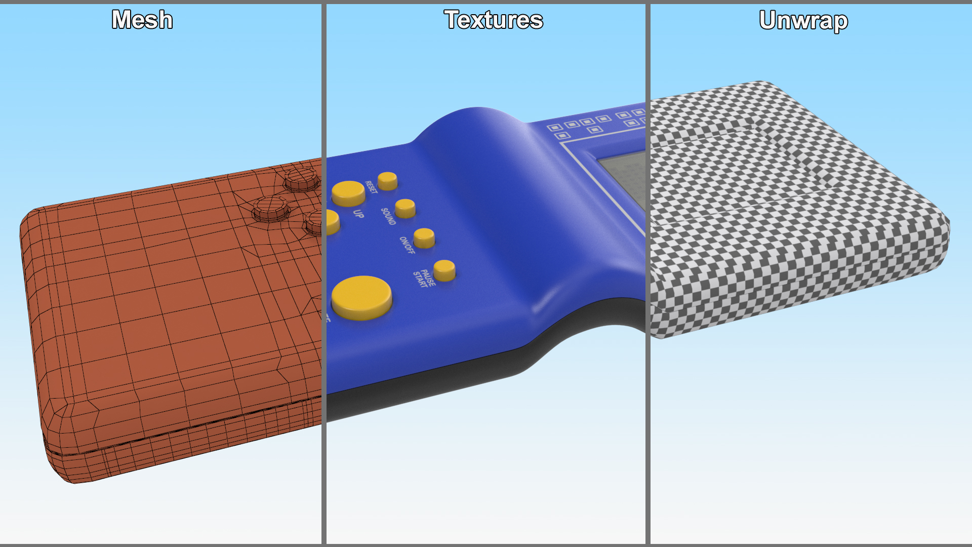 3D Tetris Brick Electronic Game Blue model