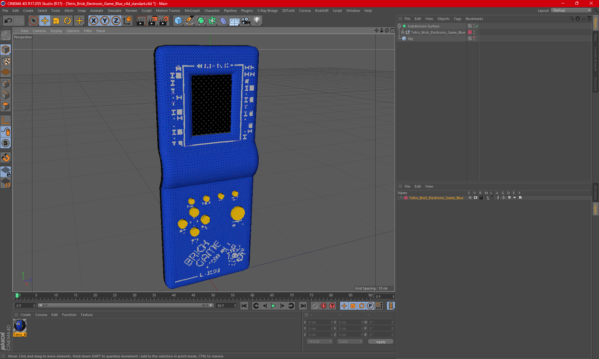 3D Tetris Brick Electronic Game Blue model