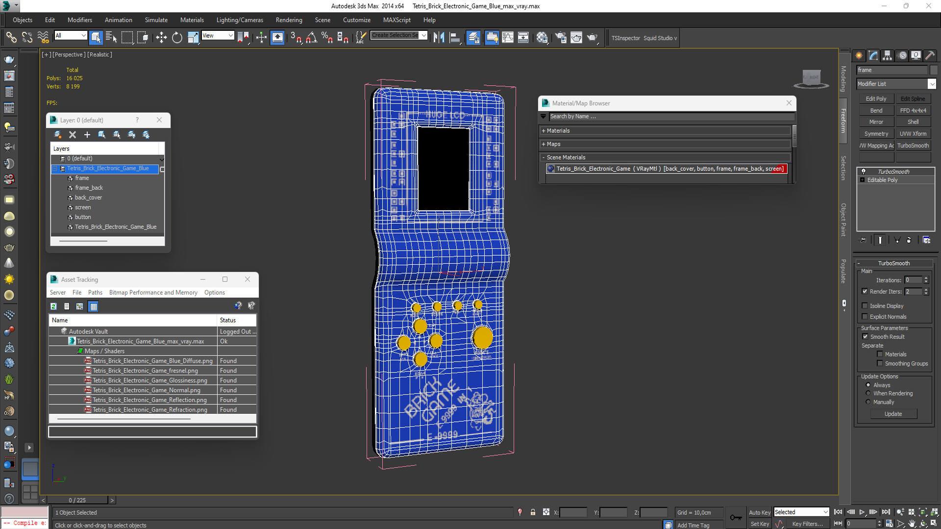3D Tetris Brick Electronic Game Blue model