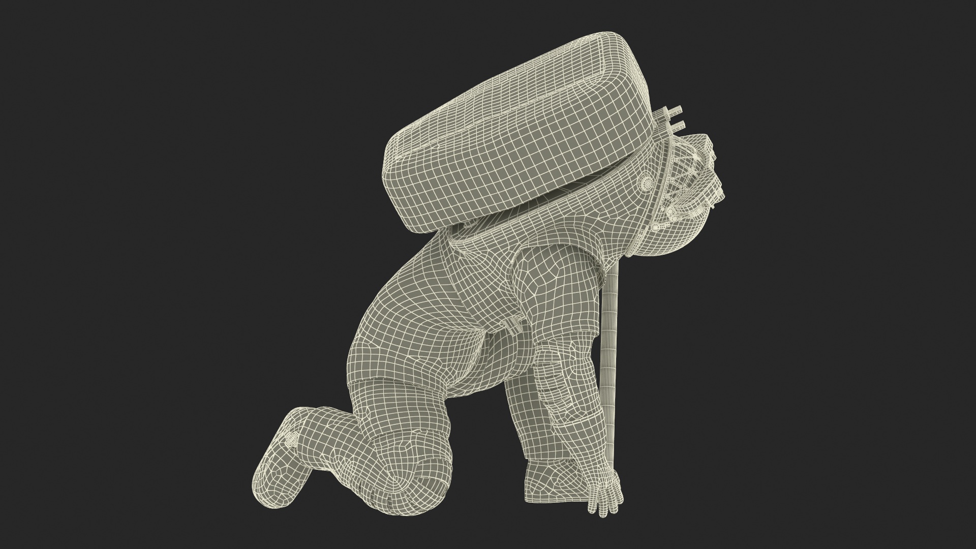 Next Gen Spacesuit on Astronaut Crawling Pose Fur 3D model