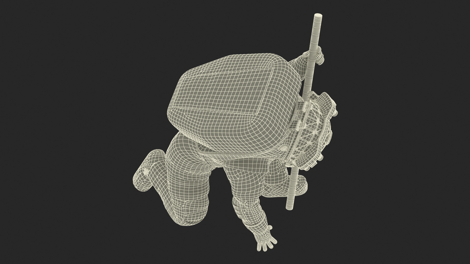 Next Gen Spacesuit on Astronaut Crawling Pose Fur 3D model