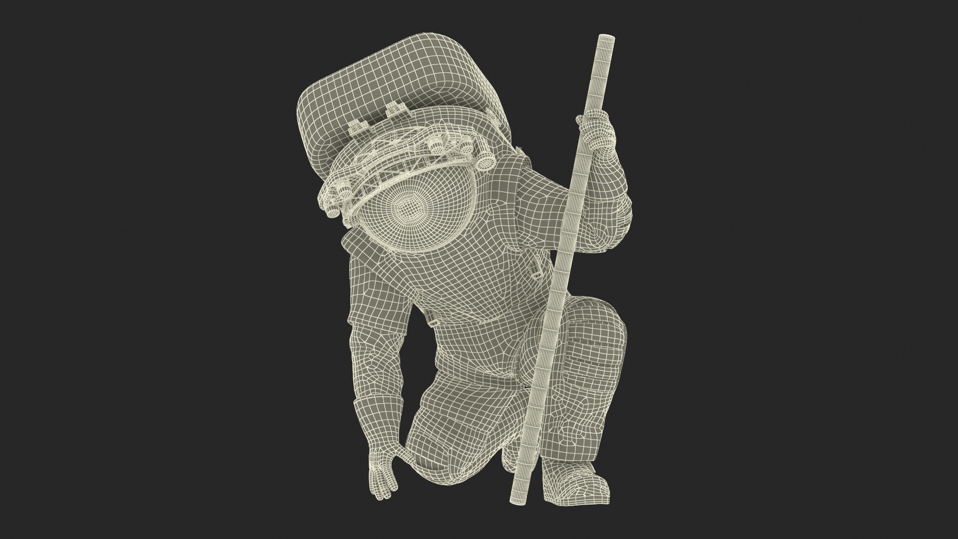Next Gen Spacesuit on Astronaut Crawling Pose Fur 3D model