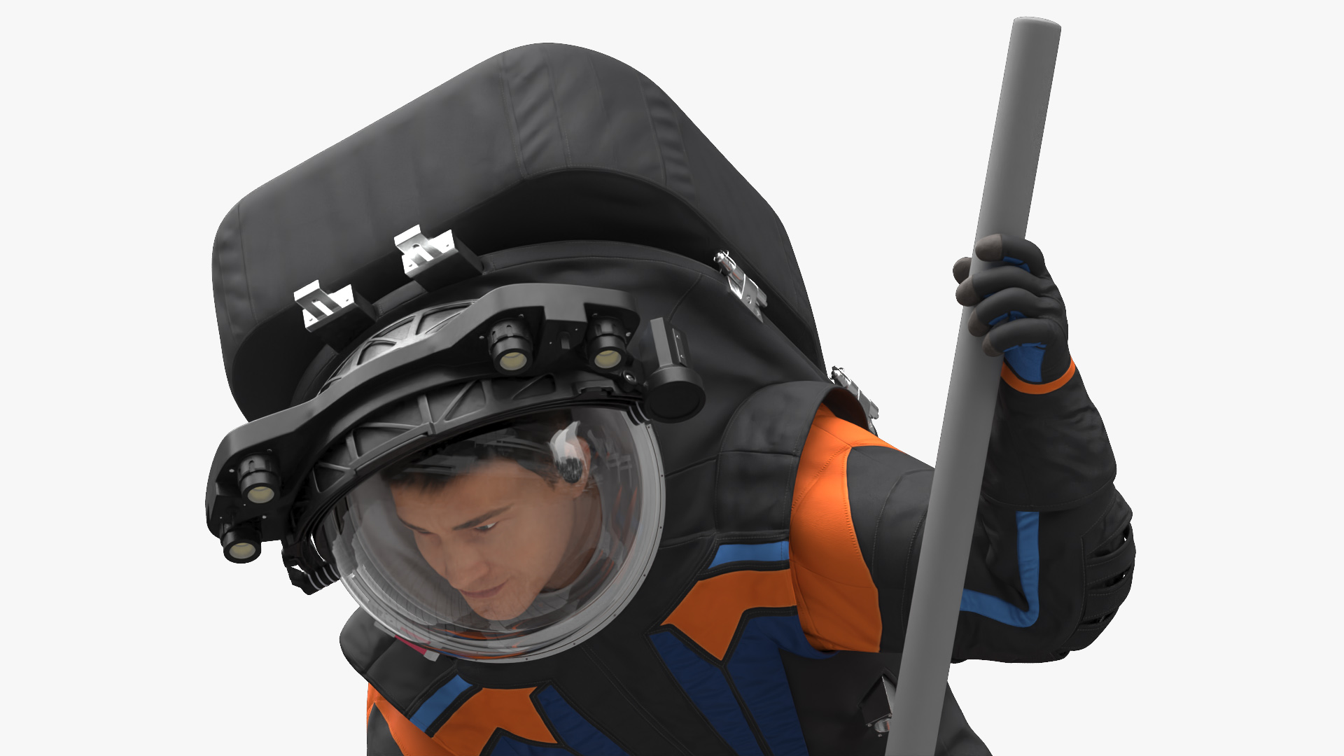 Next Gen Spacesuit on Astronaut Crawling Pose Fur 3D model
