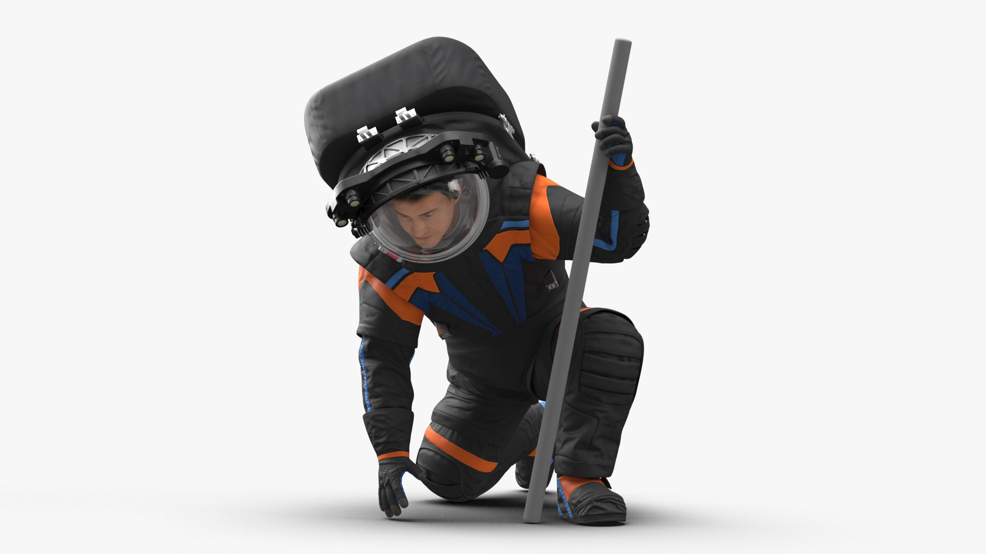 Next Gen Spacesuit on Astronaut Crawling Pose Fur 3D model