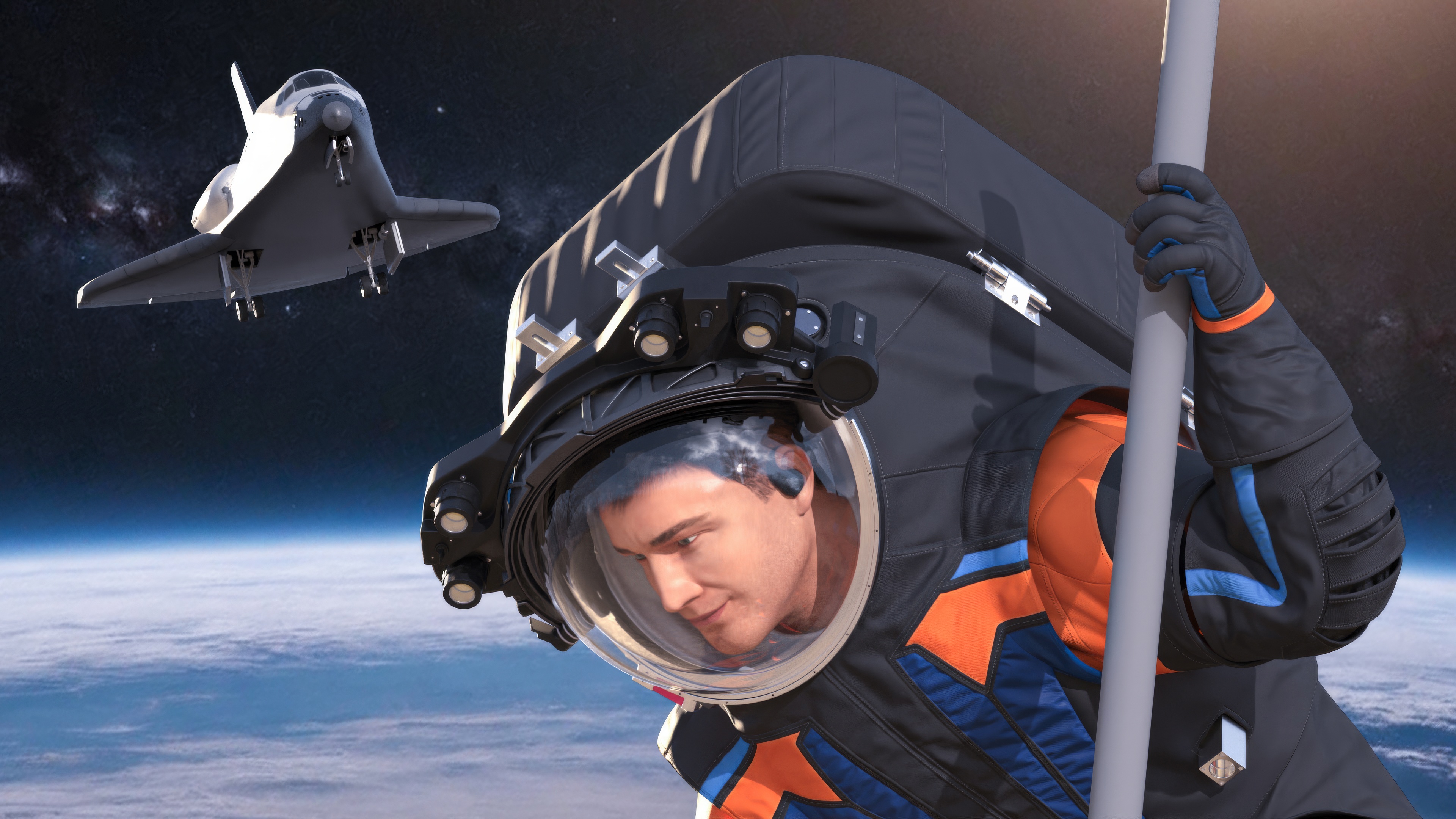 Next Gen Spacesuit on Astronaut Crawling Pose Fur 3D model