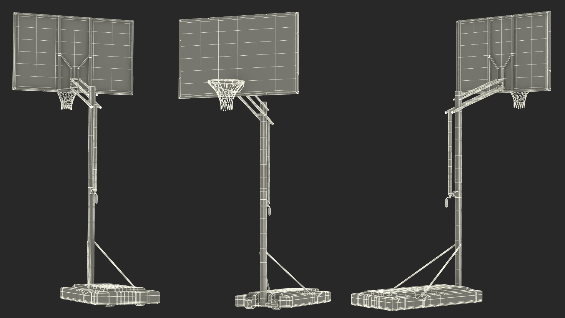 3D Portable Basketball Hoop Stand with Adjustable Height model