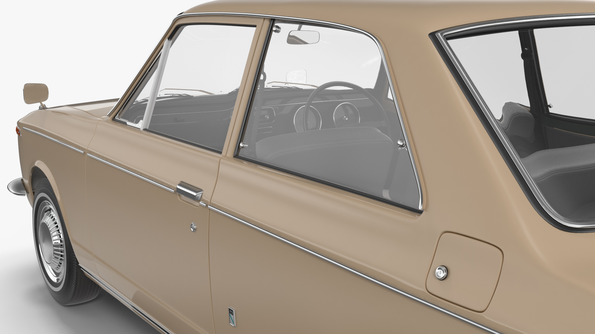 3D Vintage Beige Japanese Car Rigged model