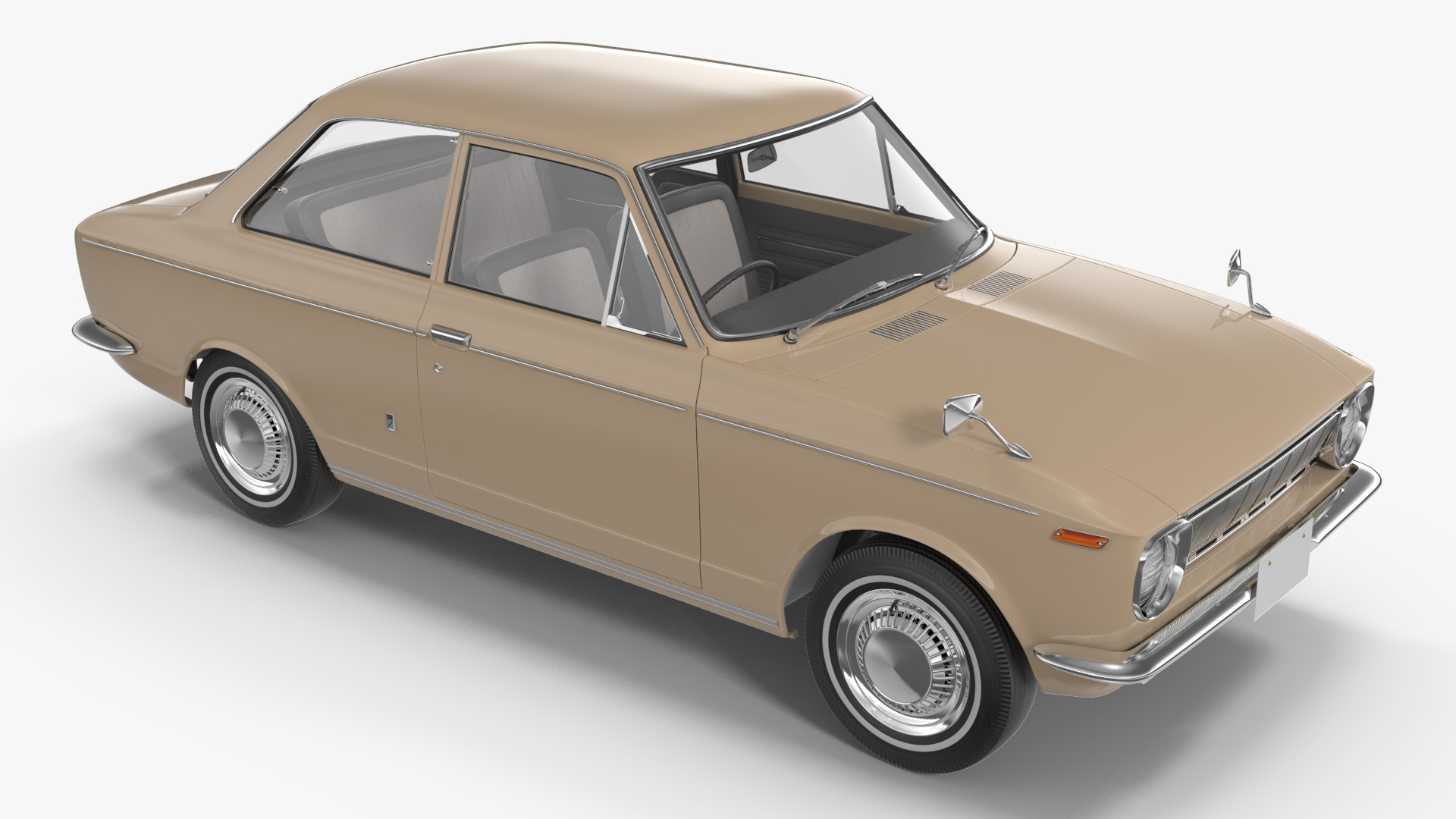 3D Vintage Beige Japanese Car Rigged model