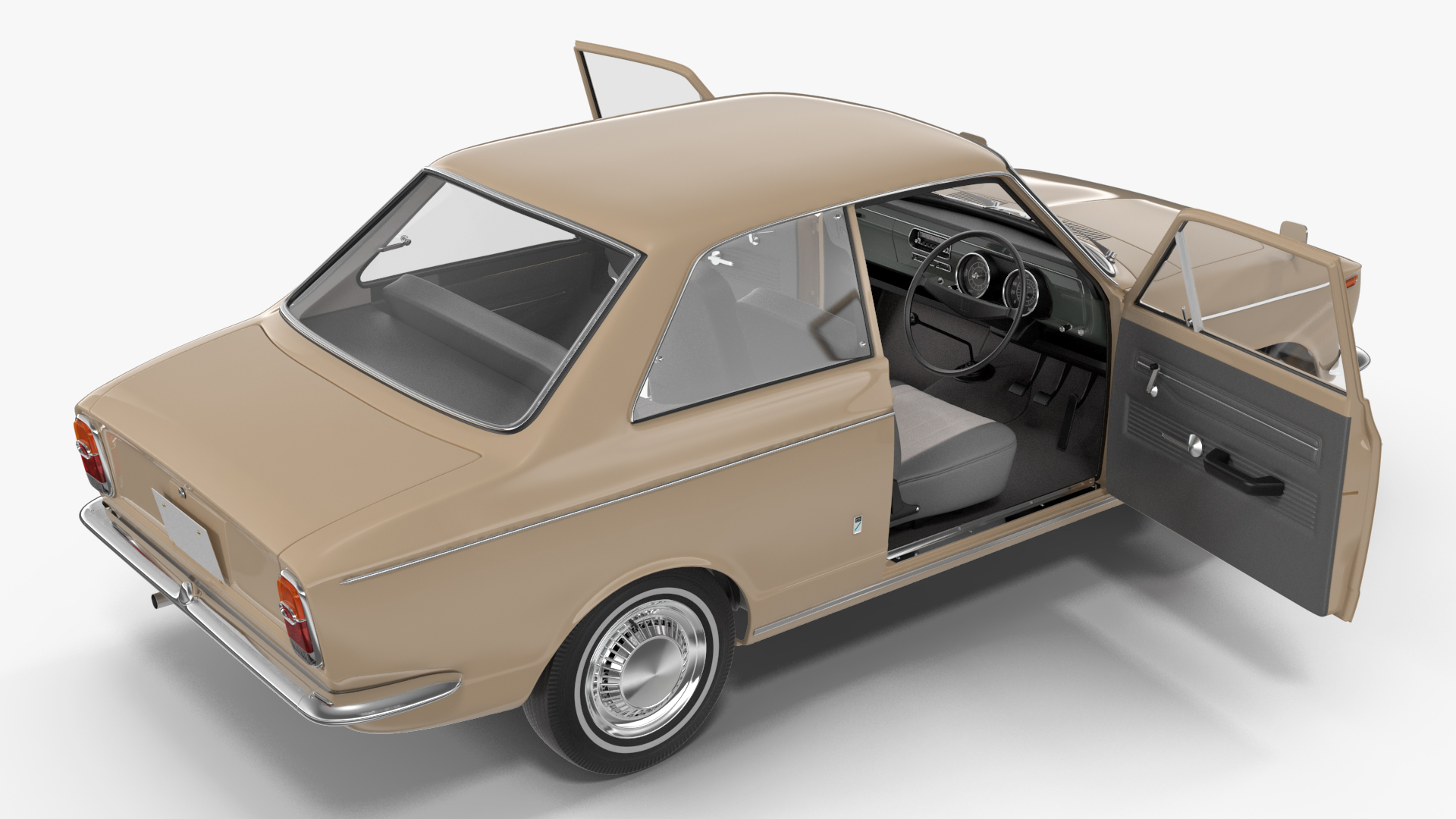 3D Vintage Beige Japanese Car Rigged model