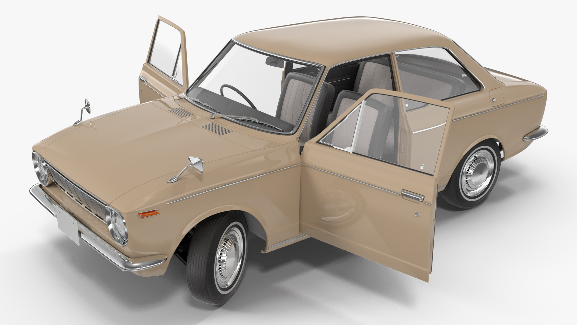 3D Vintage Beige Japanese Car Rigged model
