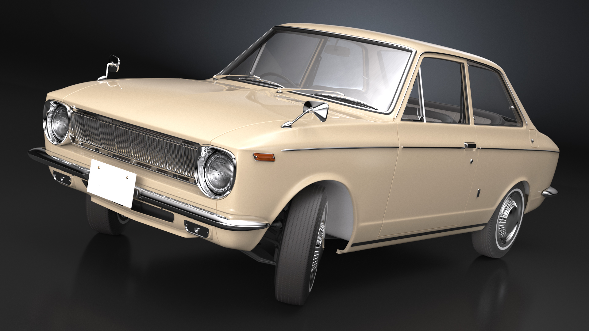3D Vintage Beige Japanese Car Rigged model