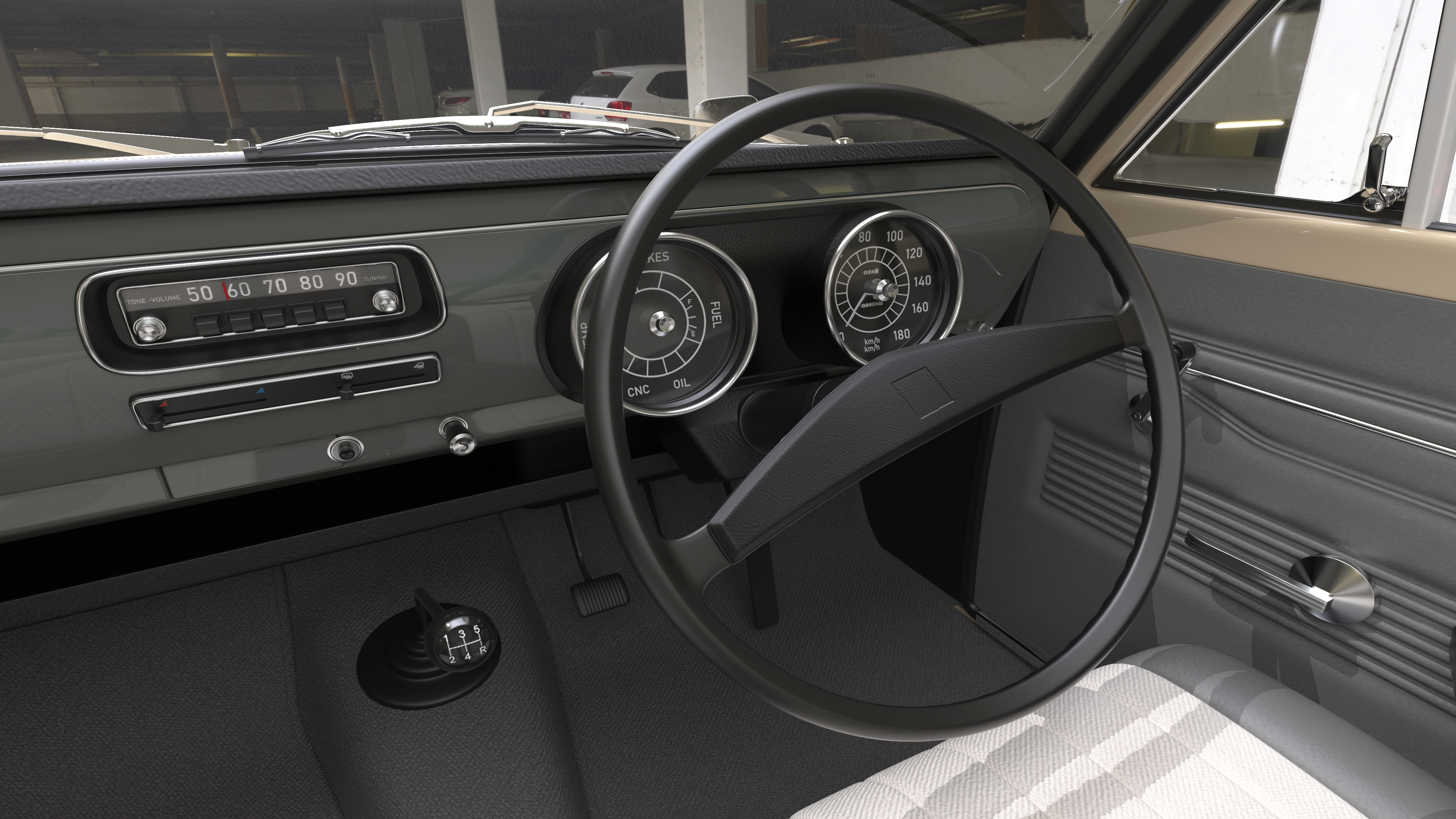 3D Vintage Beige Japanese Car Rigged model