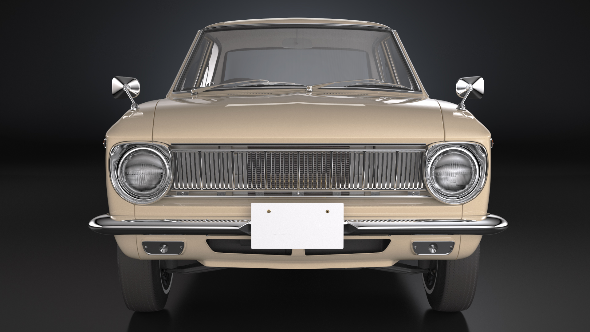 3D Vintage Beige Japanese Car Rigged model