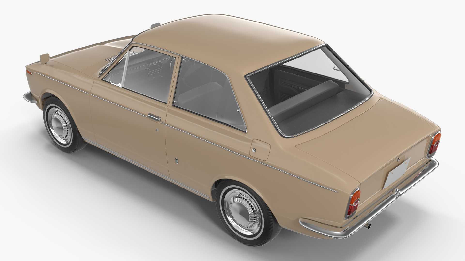 3D Vintage Beige Japanese Car Rigged model
