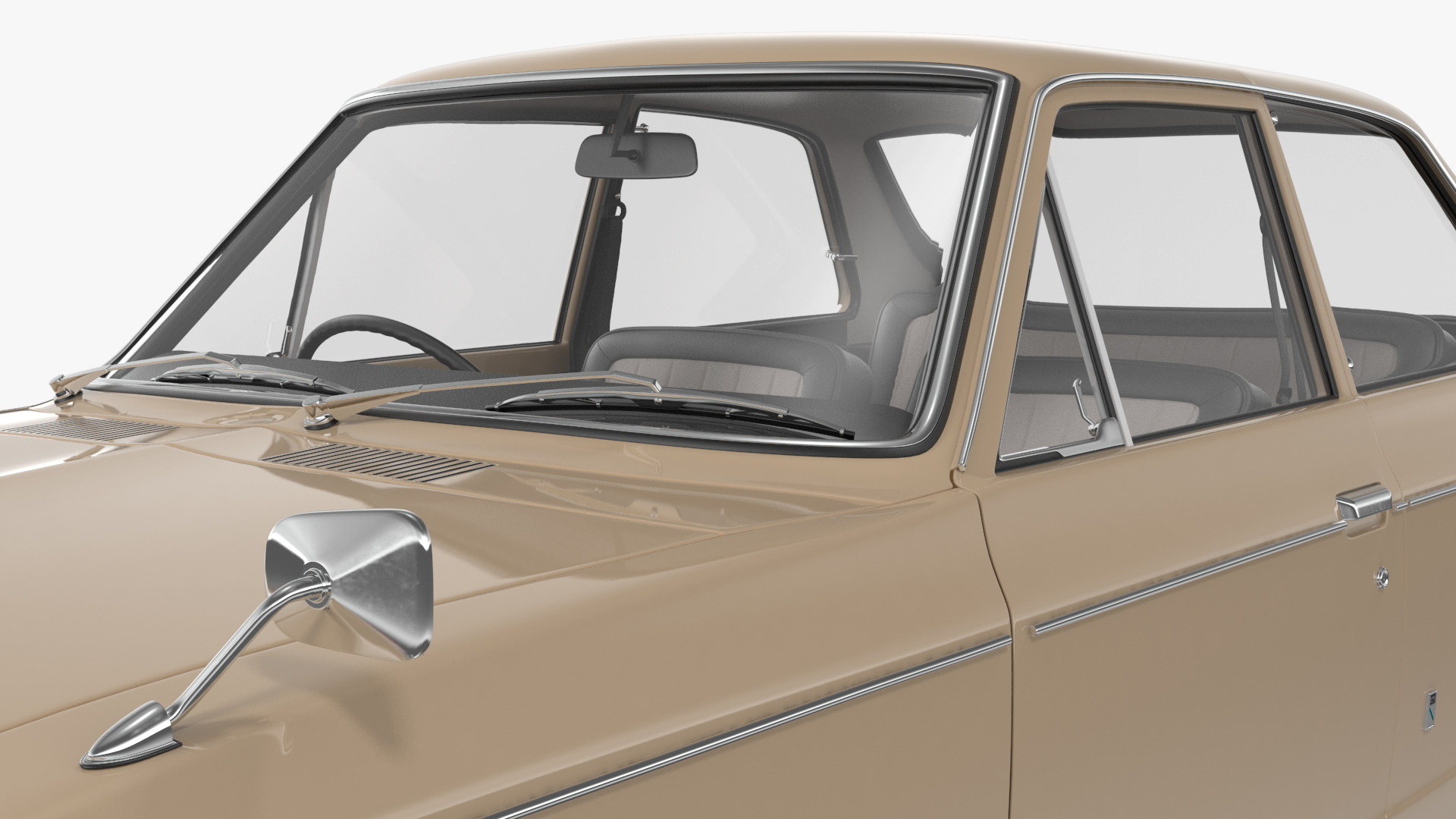 3D Vintage Beige Japanese Car Rigged model