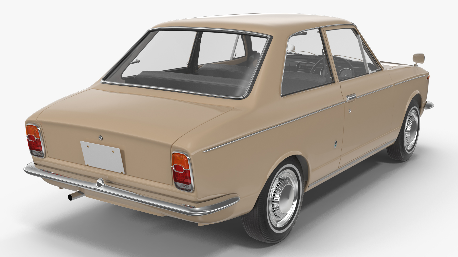 3D Vintage Beige Japanese Car Rigged model