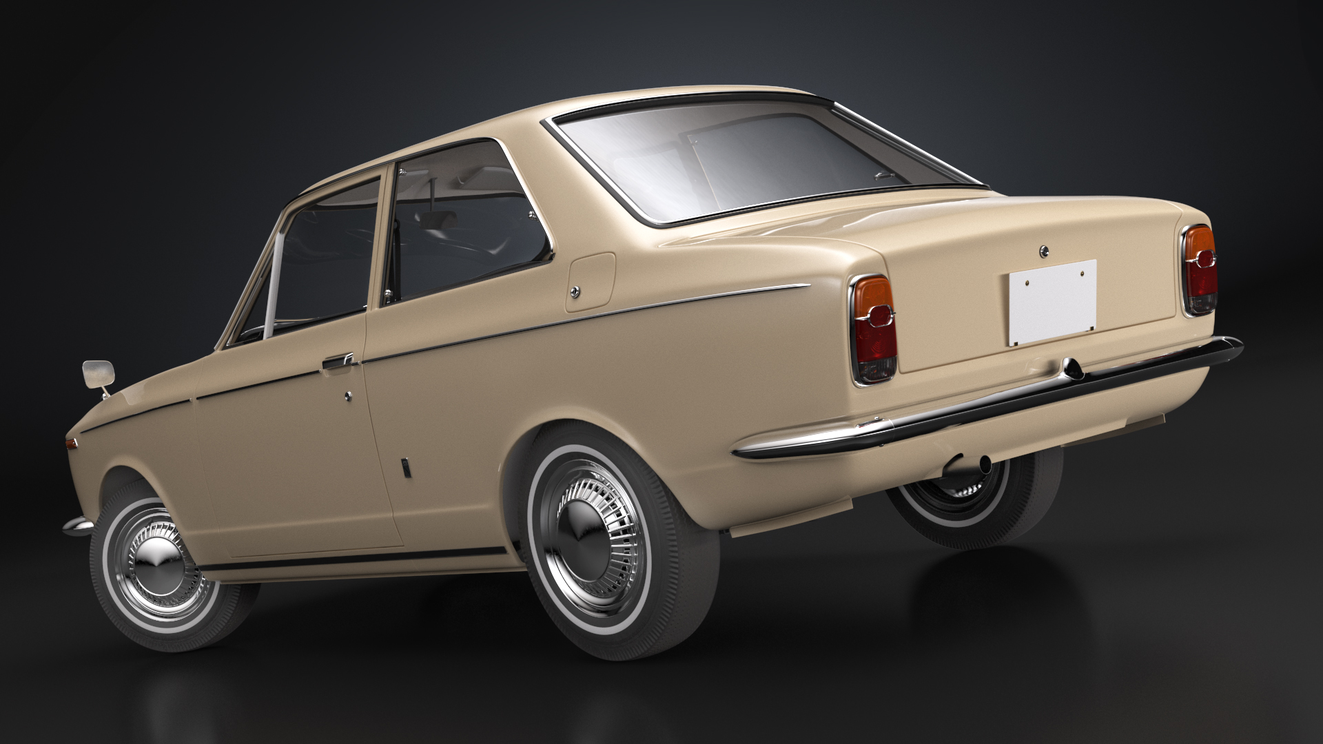 3D Vintage Beige Japanese Car Rigged model