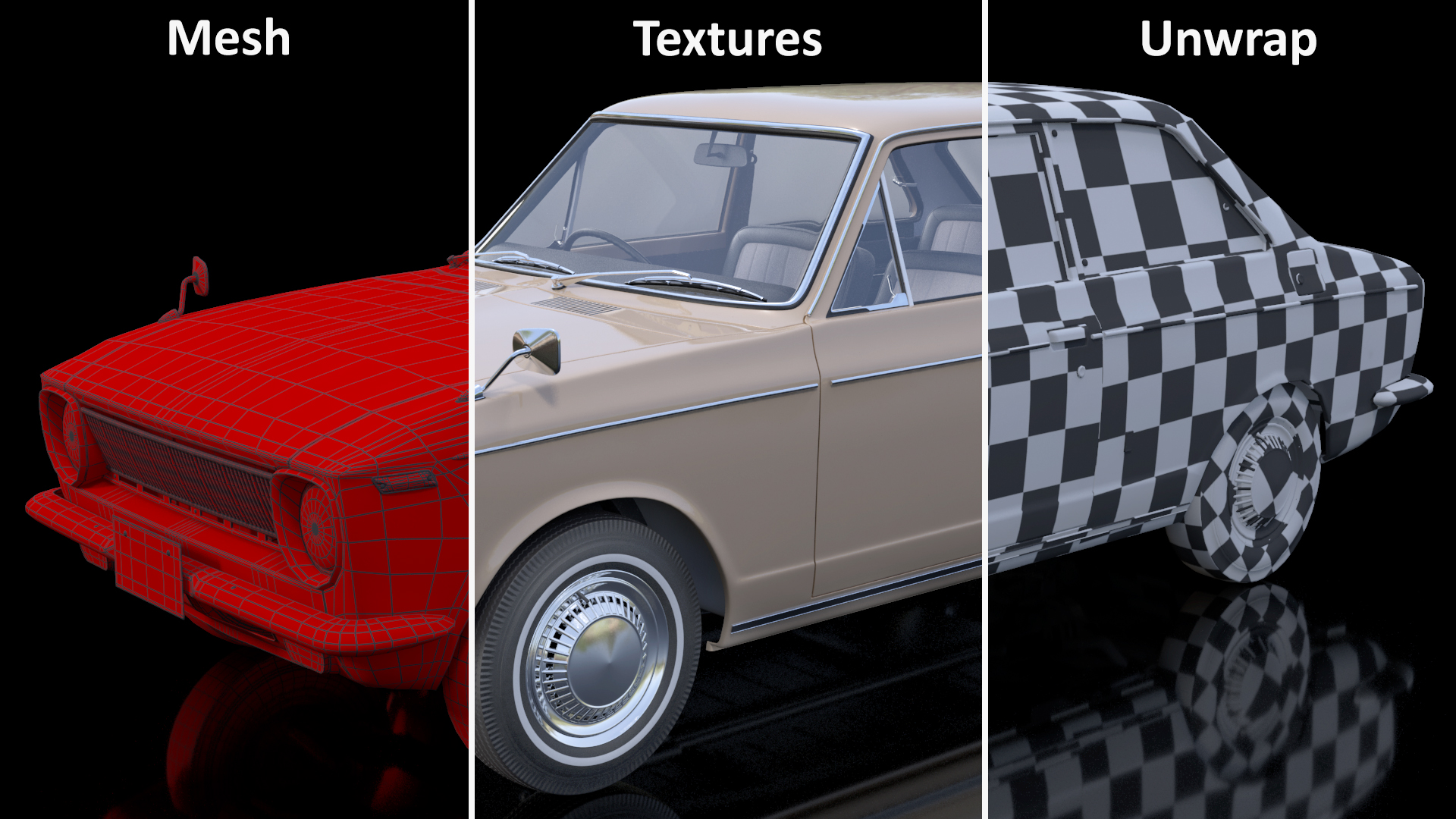 3D Vintage Beige Japanese Car Rigged model