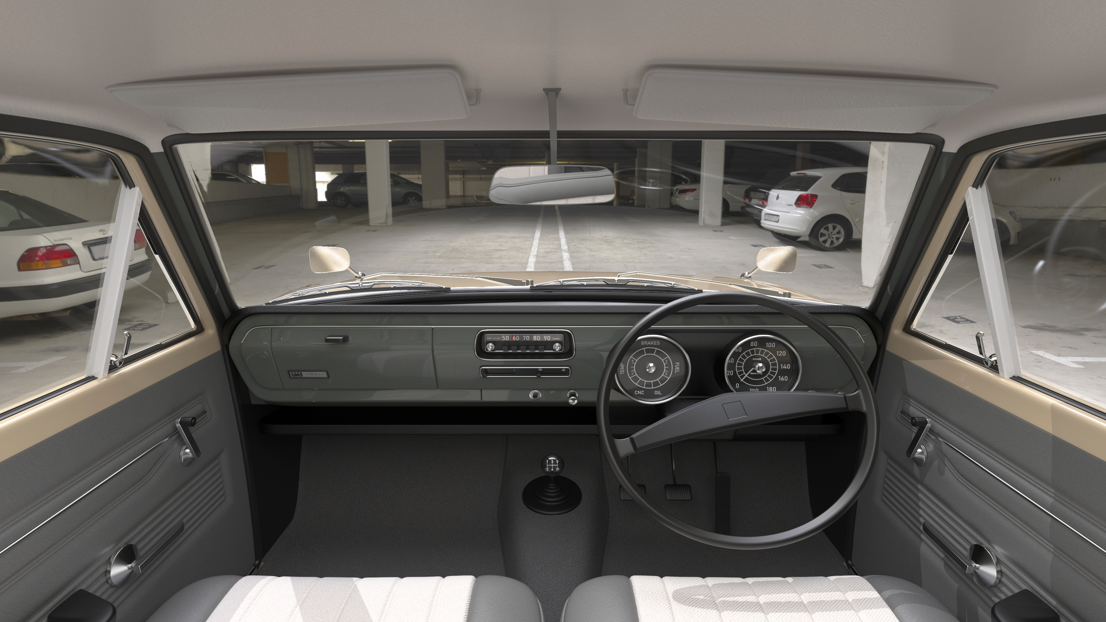 3D Vintage Beige Japanese Car Rigged model