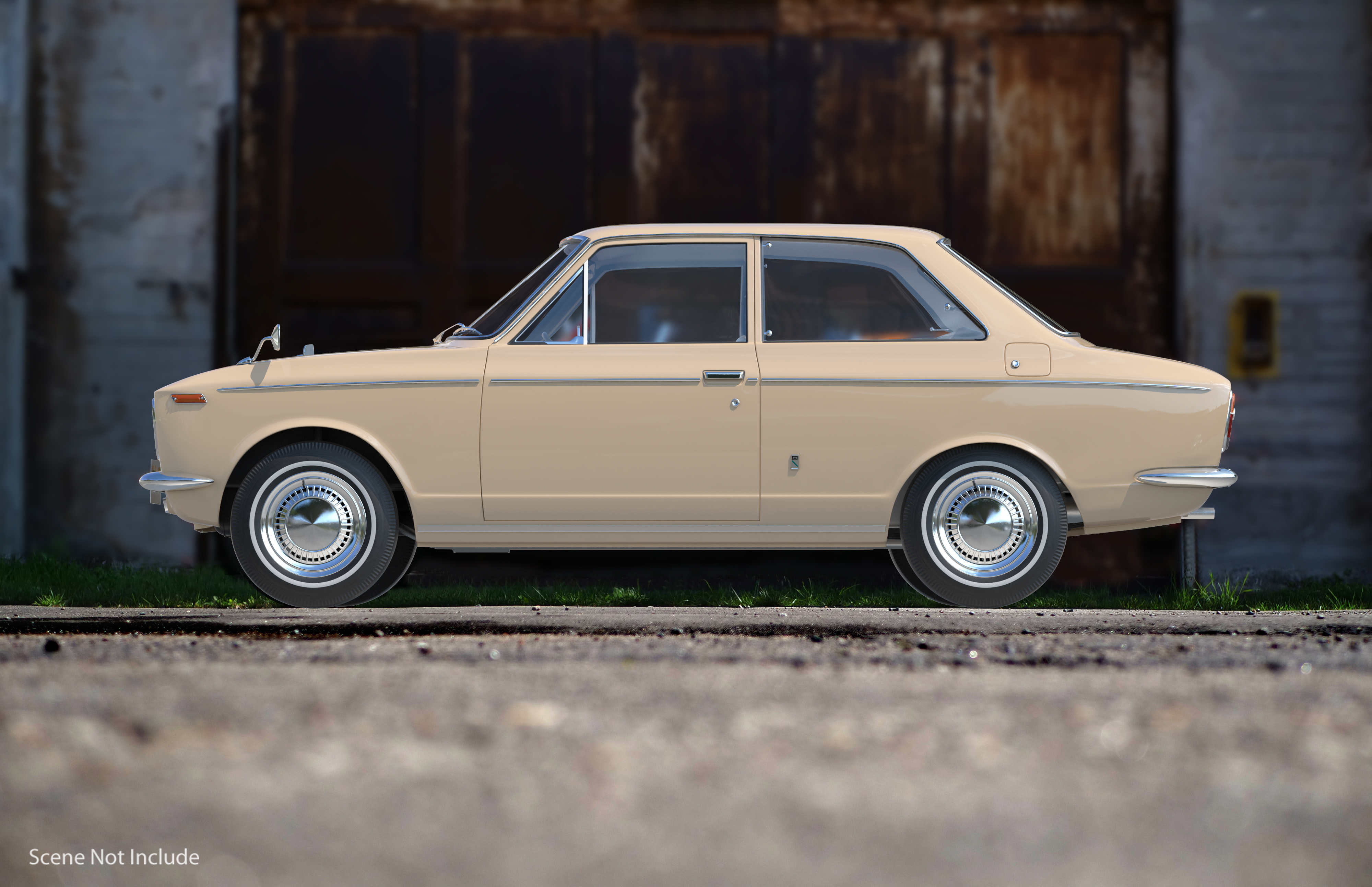 3D Vintage Beige Japanese Car Rigged model