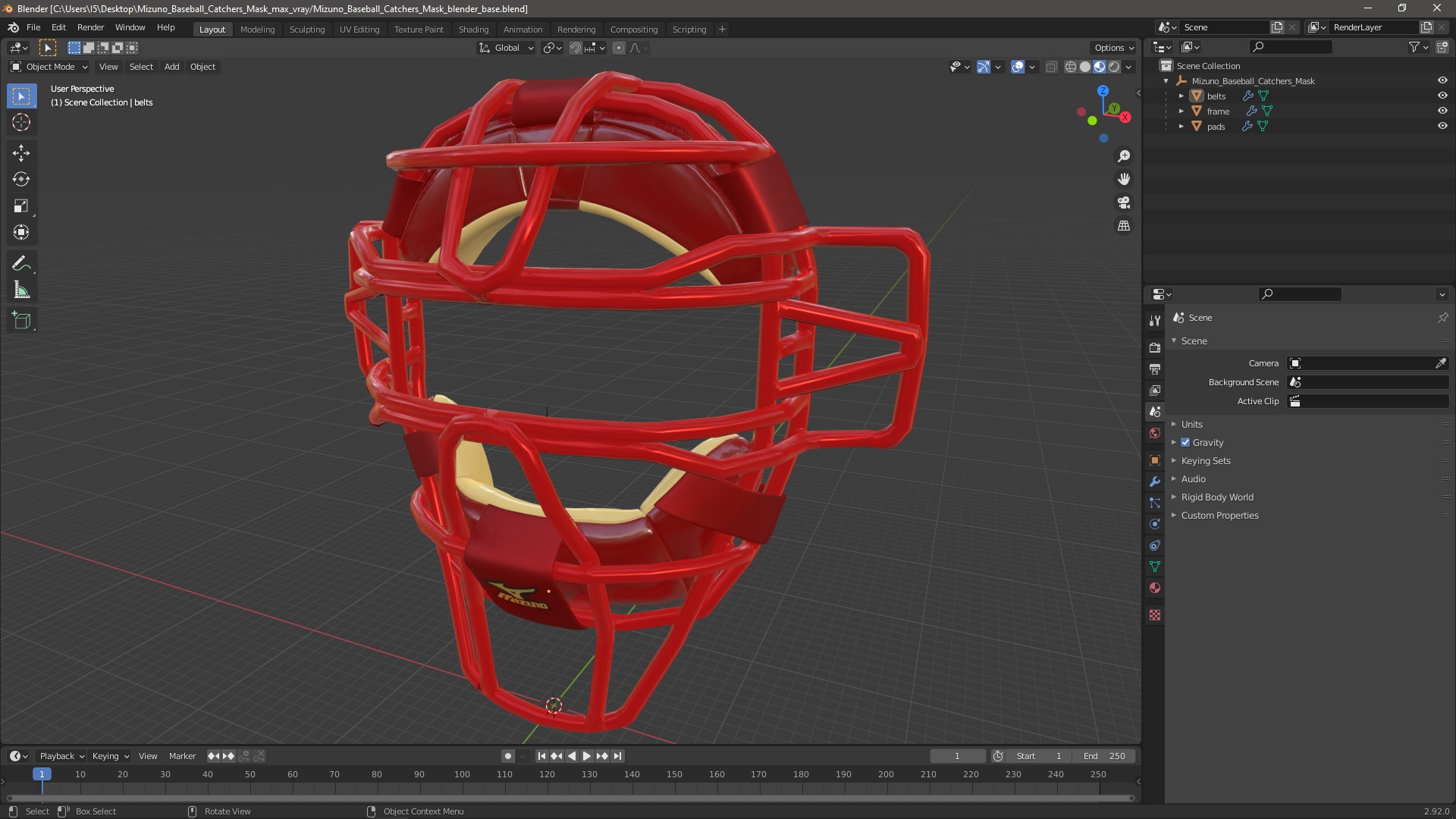 Mizuno Baseball Catchers Mask 3D model