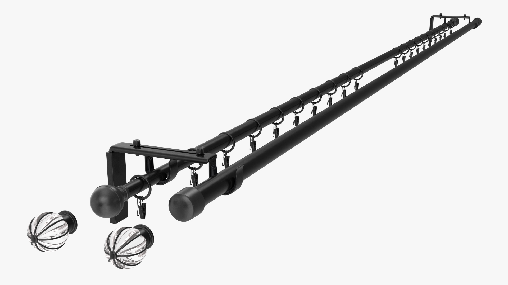 3D Black Curtain Rods model