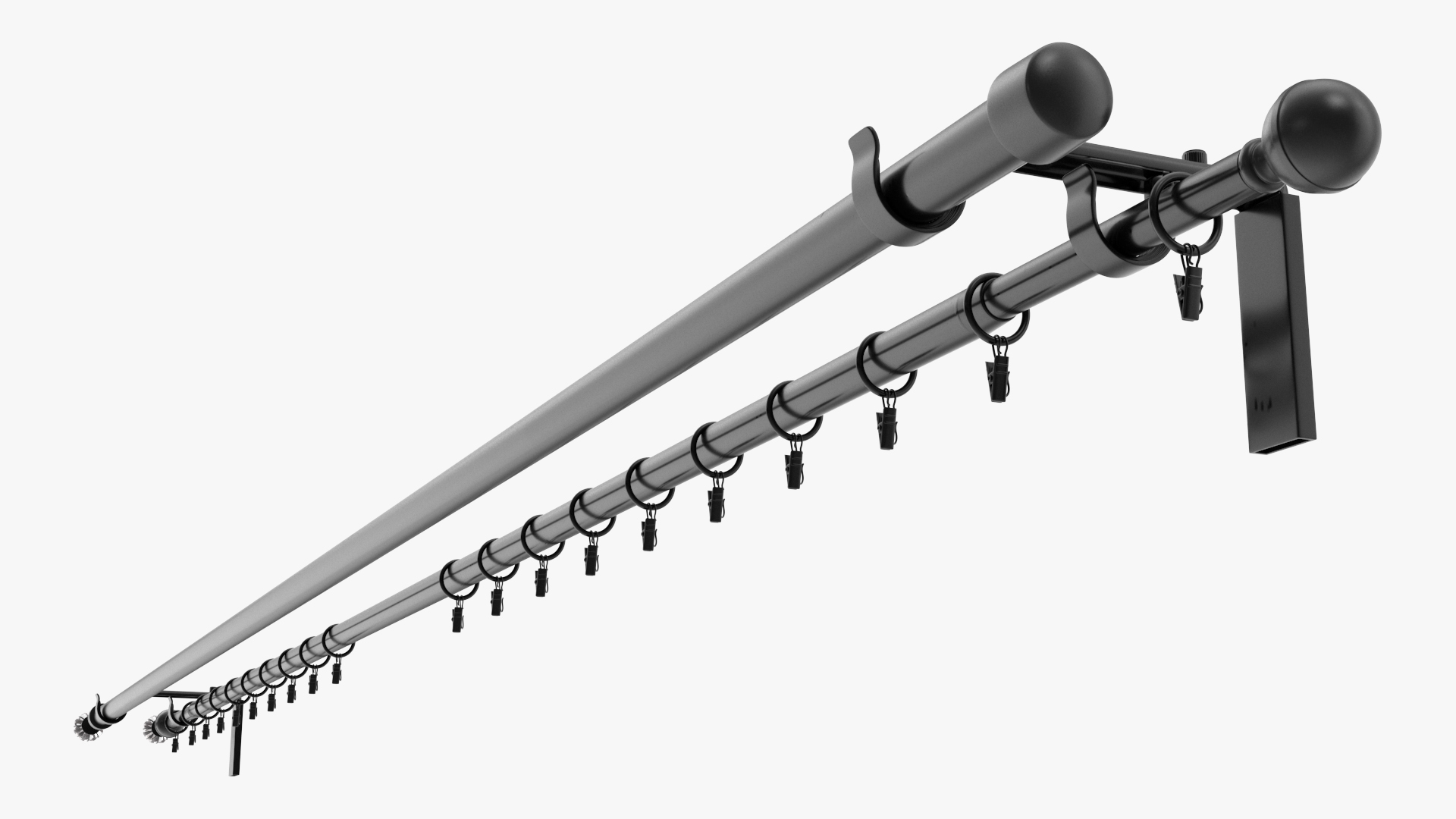 3D Black Curtain Rods model