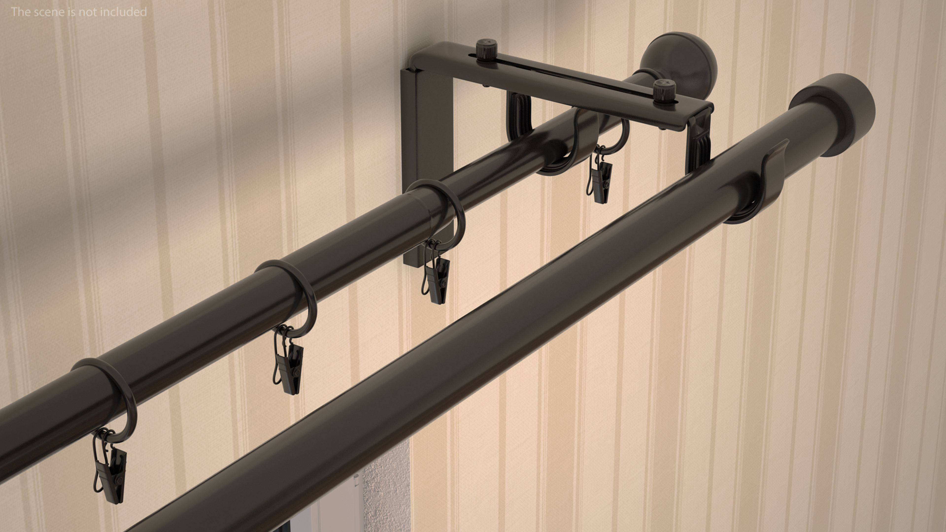 3D Black Curtain Rods model