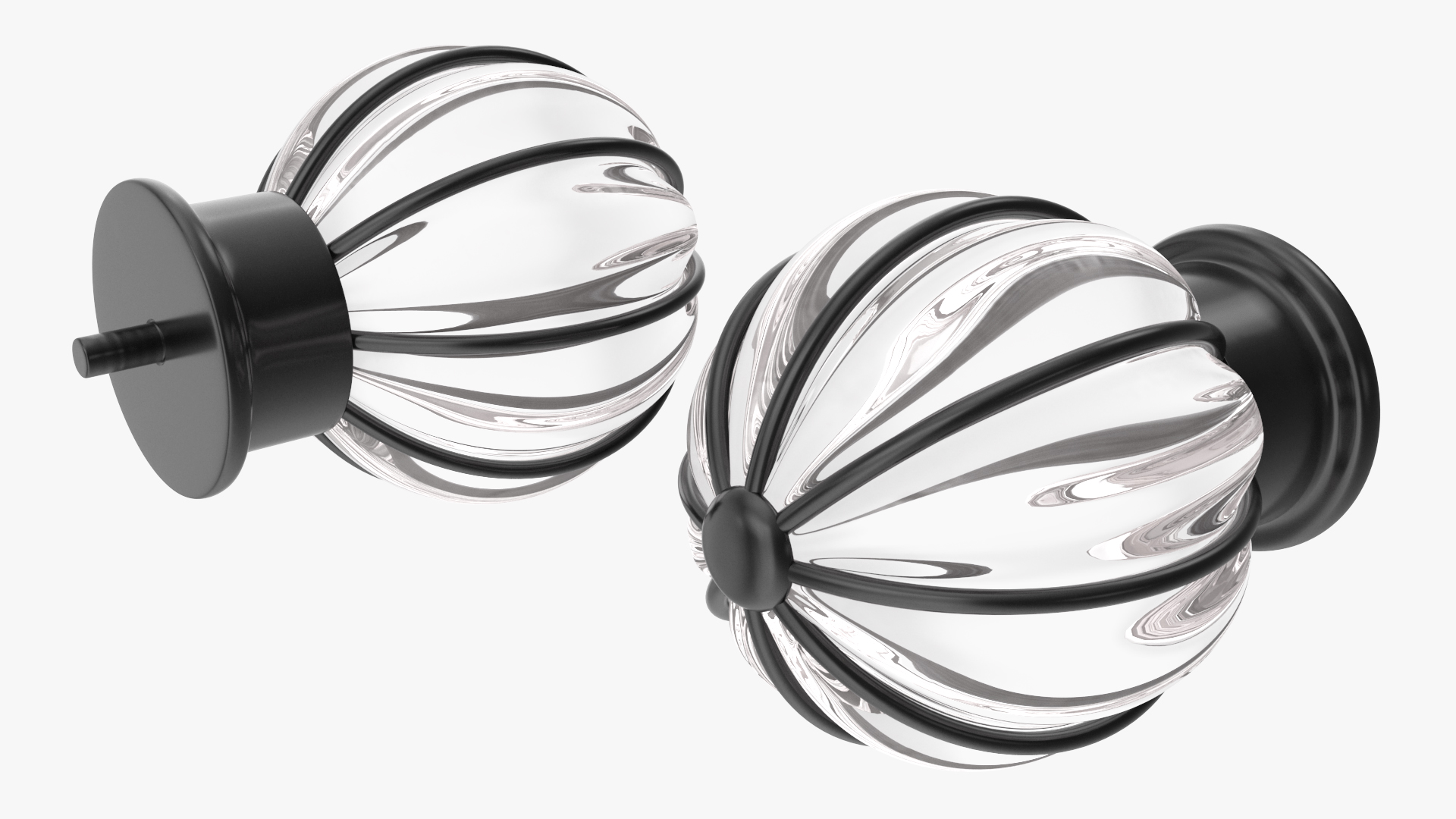 3D Black Curtain Rods model