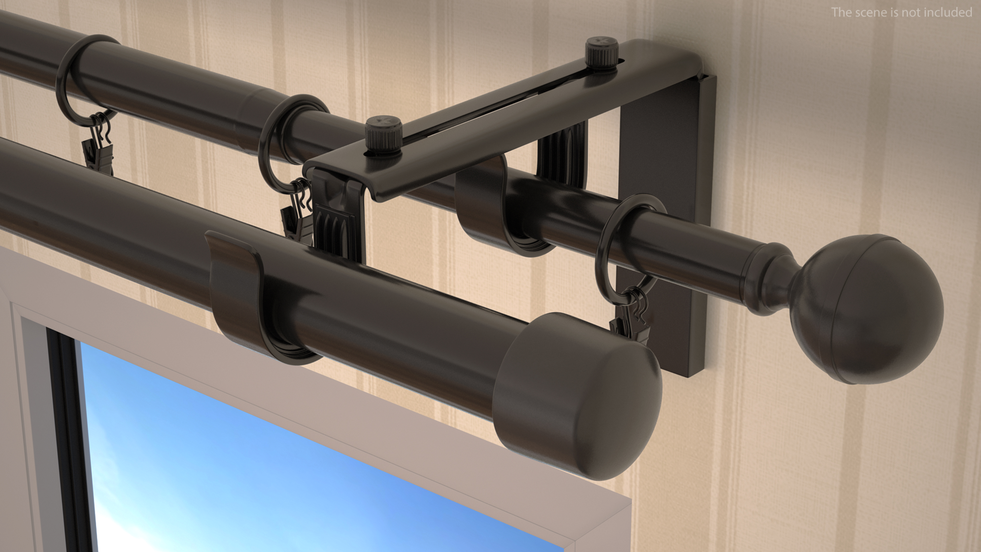 3D Black Curtain Rods model