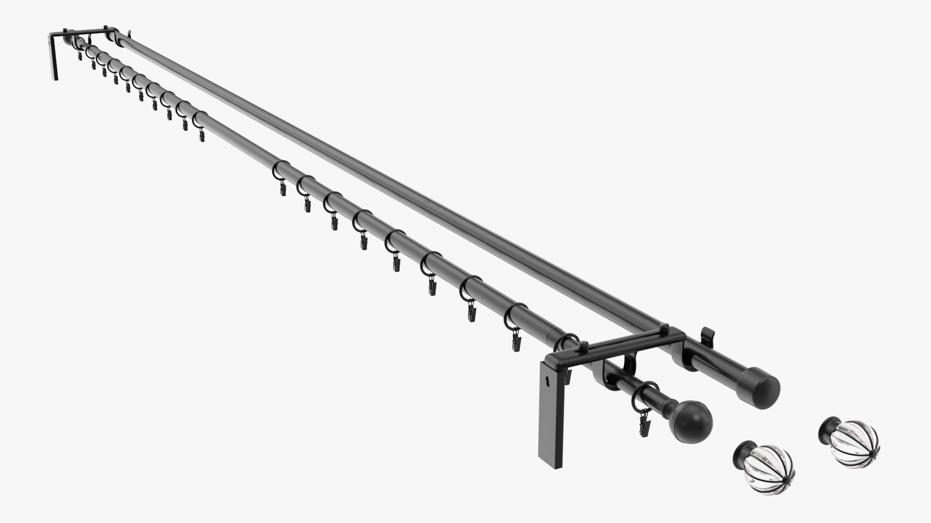 3D Black Curtain Rods model