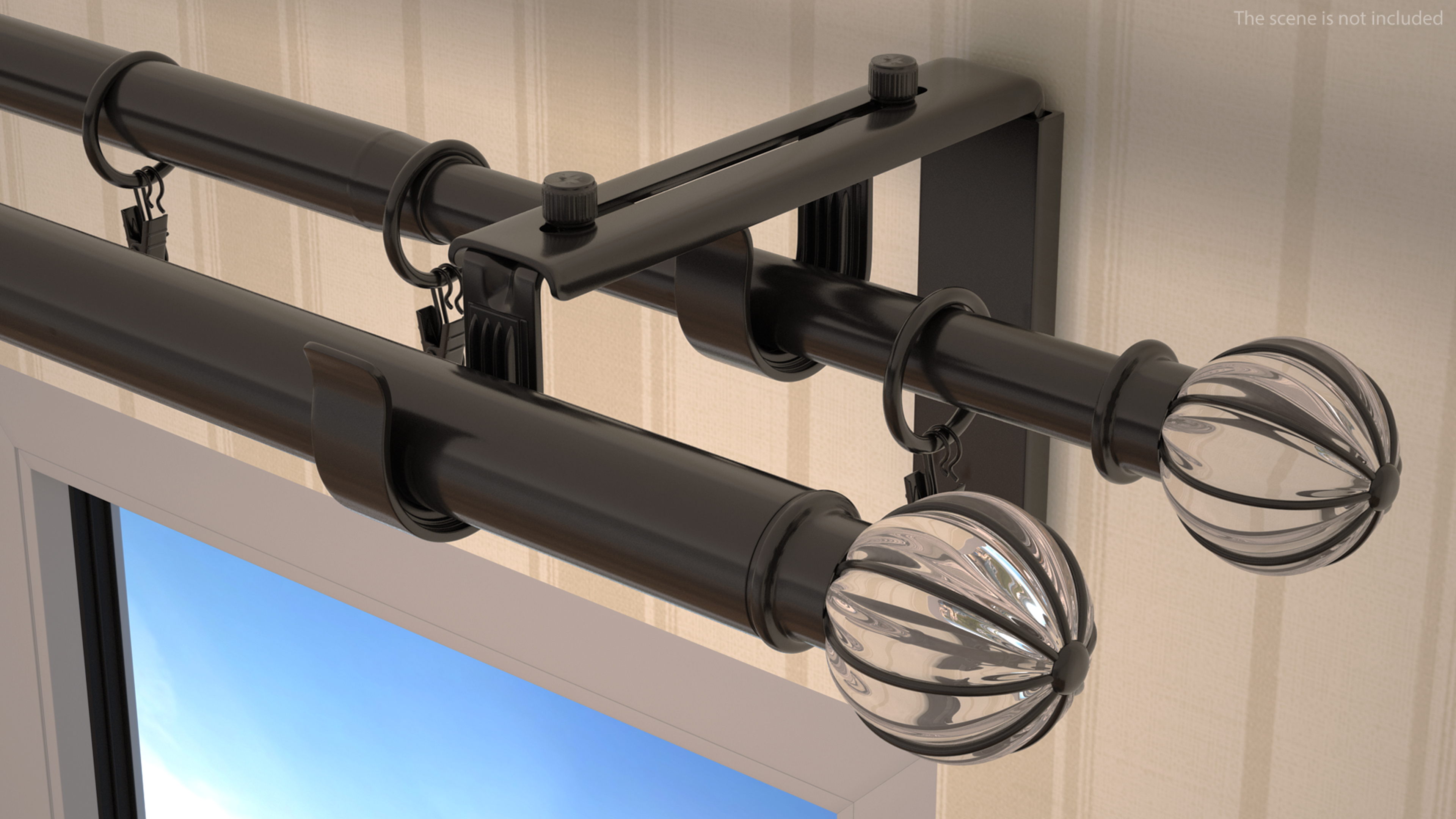 3D Black Curtain Rods model