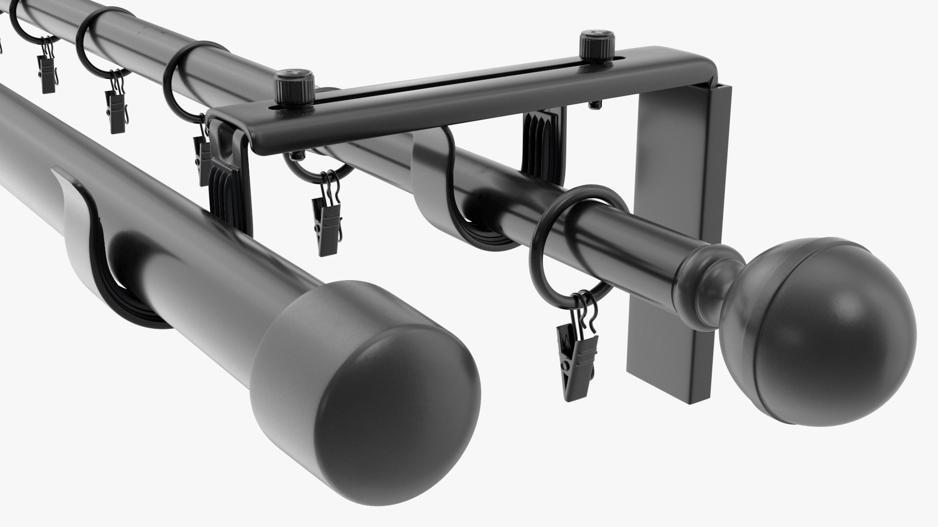 3D Black Curtain Rods model