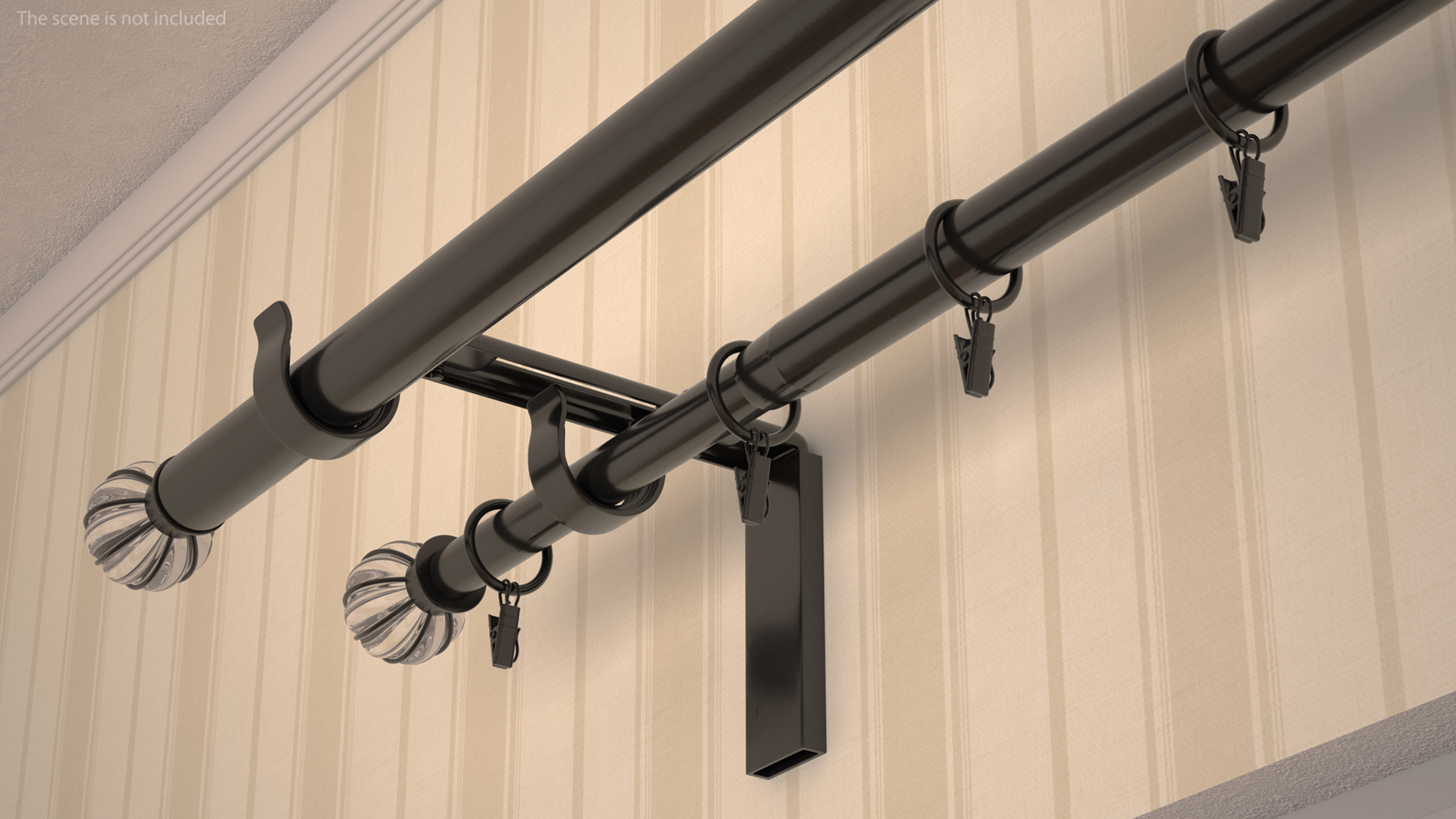 3D Black Curtain Rods model