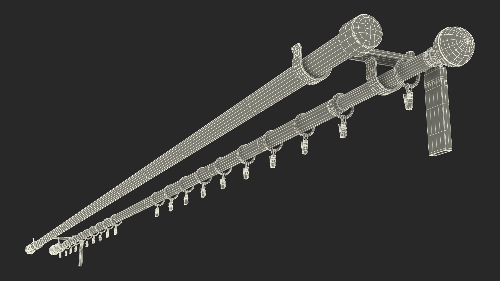 3D Black Curtain Rods model