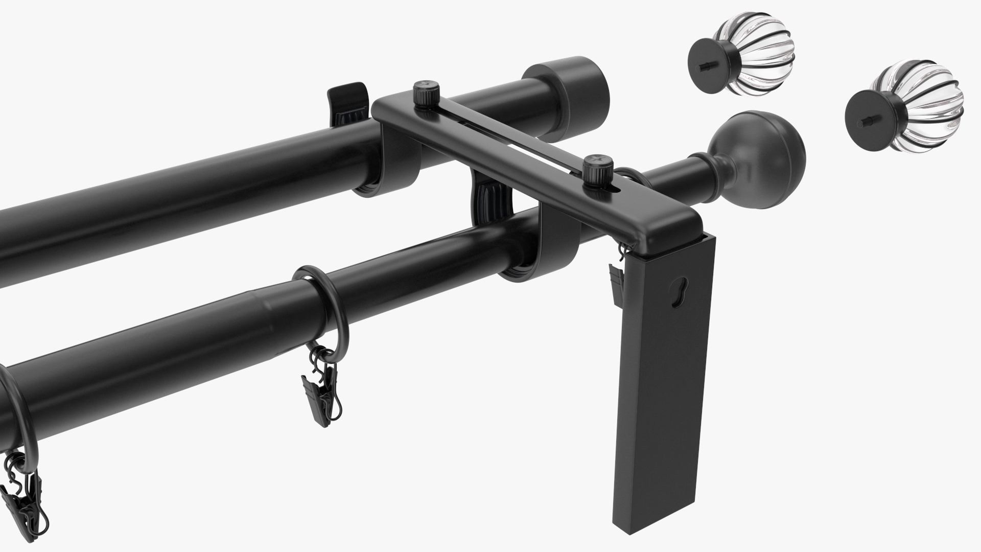 3D Black Curtain Rods model