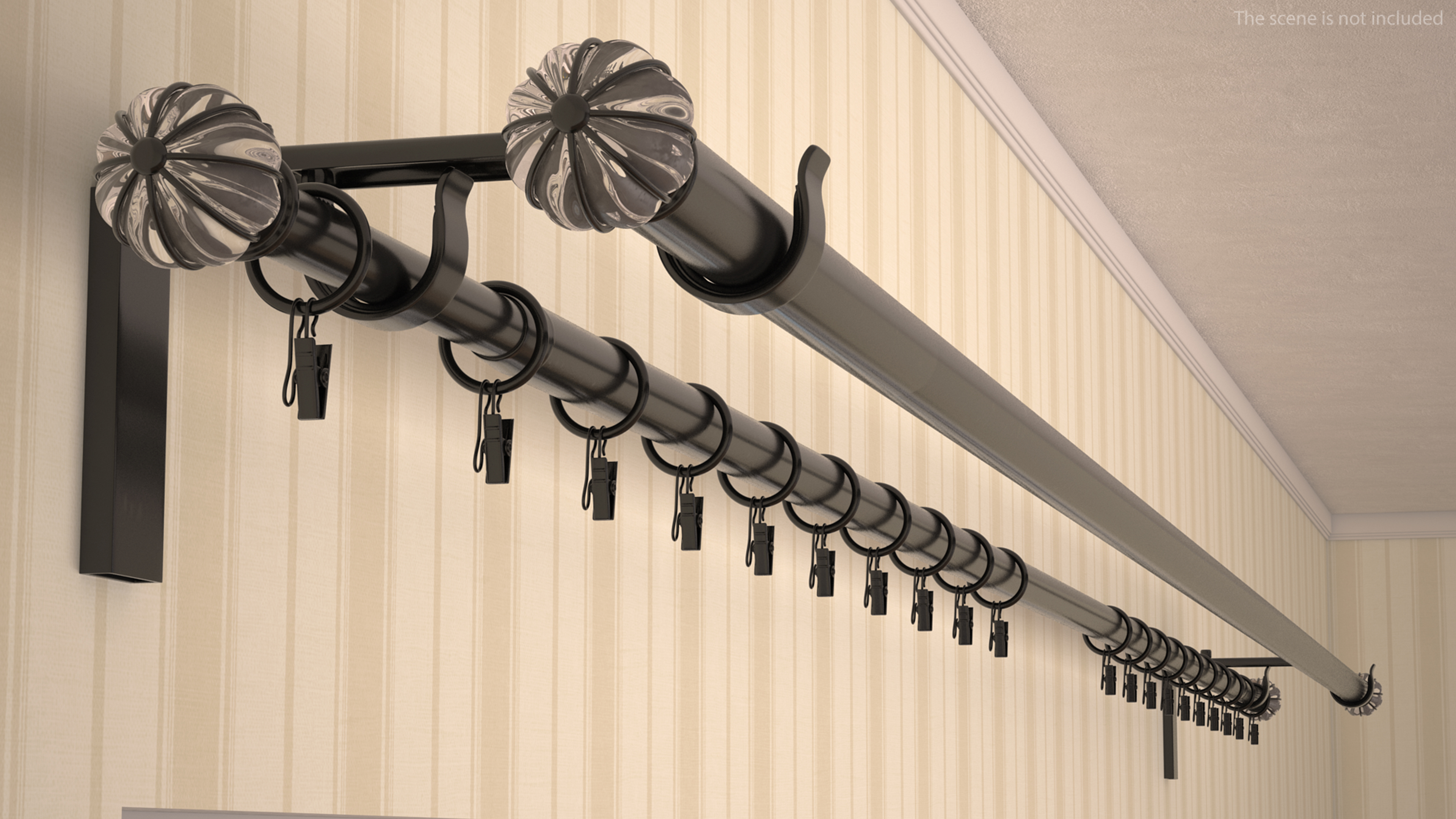 3D Black Curtain Rods model